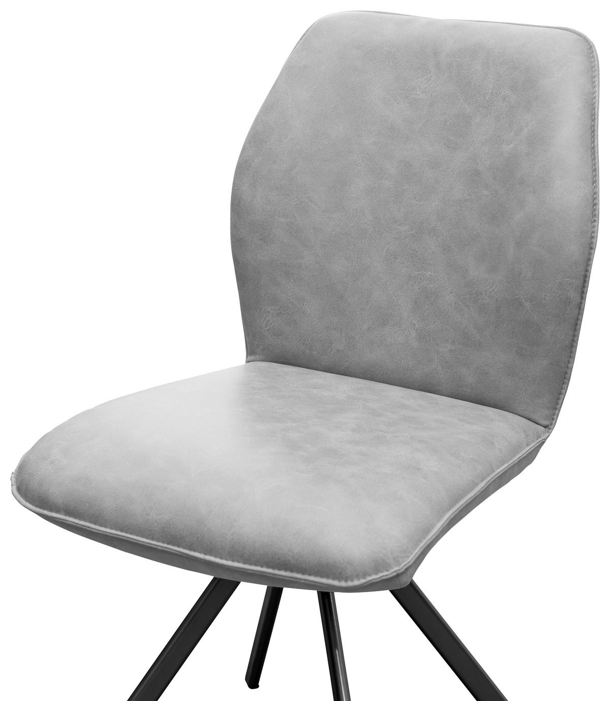 Stuhl Jannes Webstoff grau. B: 50cm - Schwarz/Grau, MODERN, Textil/Metall (50/64/87cm)