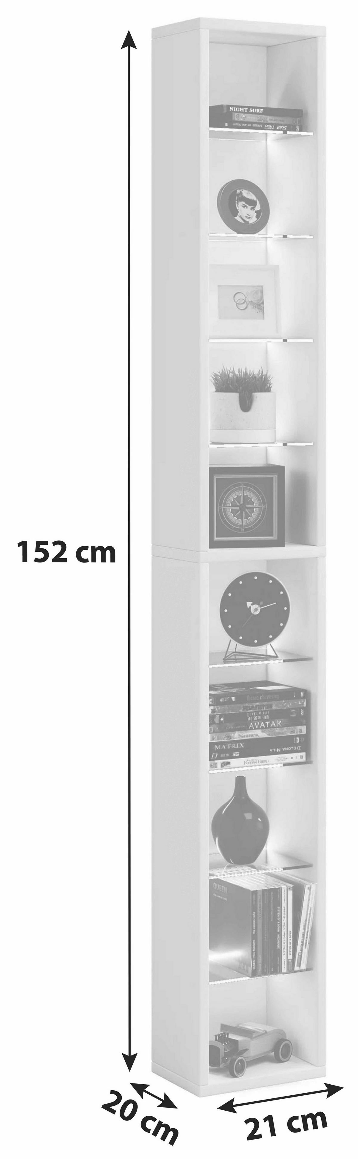 Regál s policami zo skla Rasato XL - čierna, Basics, kompozitné drevo (21/152/14cm) - MID.YOU