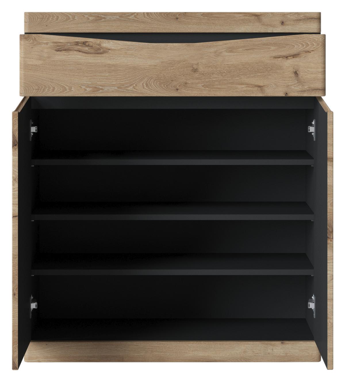 Schuhschrank Spring Anthrazit/Eiche Dekor B: 86 cm - MODERN, Holzwerkstoff (86/101,6/39,9cm)