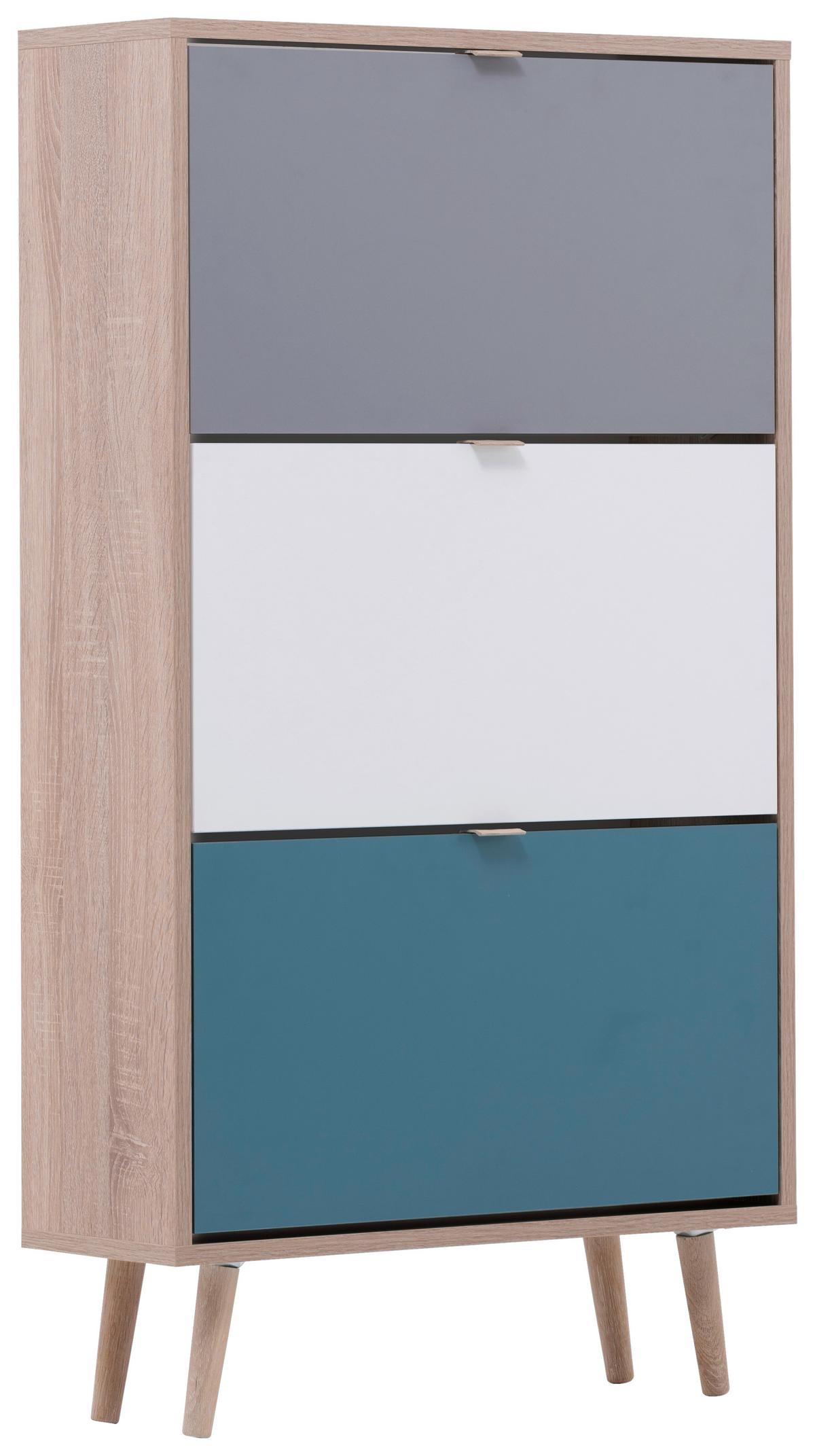 Schuhkipper Cuba 42 Trend, 3 Klappen Eichefarb. B: 70 cm - Eichefarben/Weiß, Trend, Holzwerkstoff (70/127/24cm) - MID.YOU