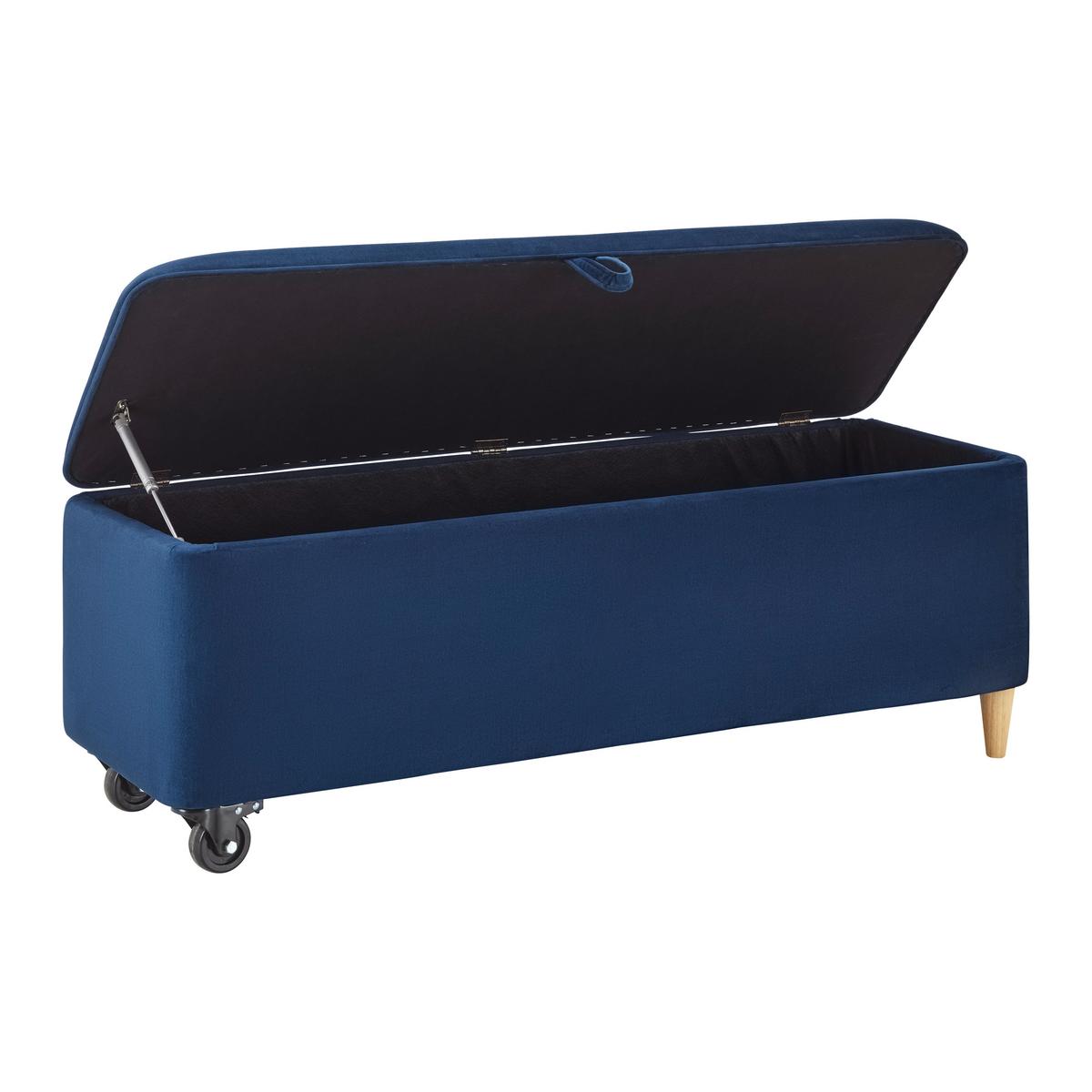 Lavica s úl.priestorom ELLA modrá - modrá/čierna, Modern, drevo/textil (124/48/43cm) - Bessagi Home