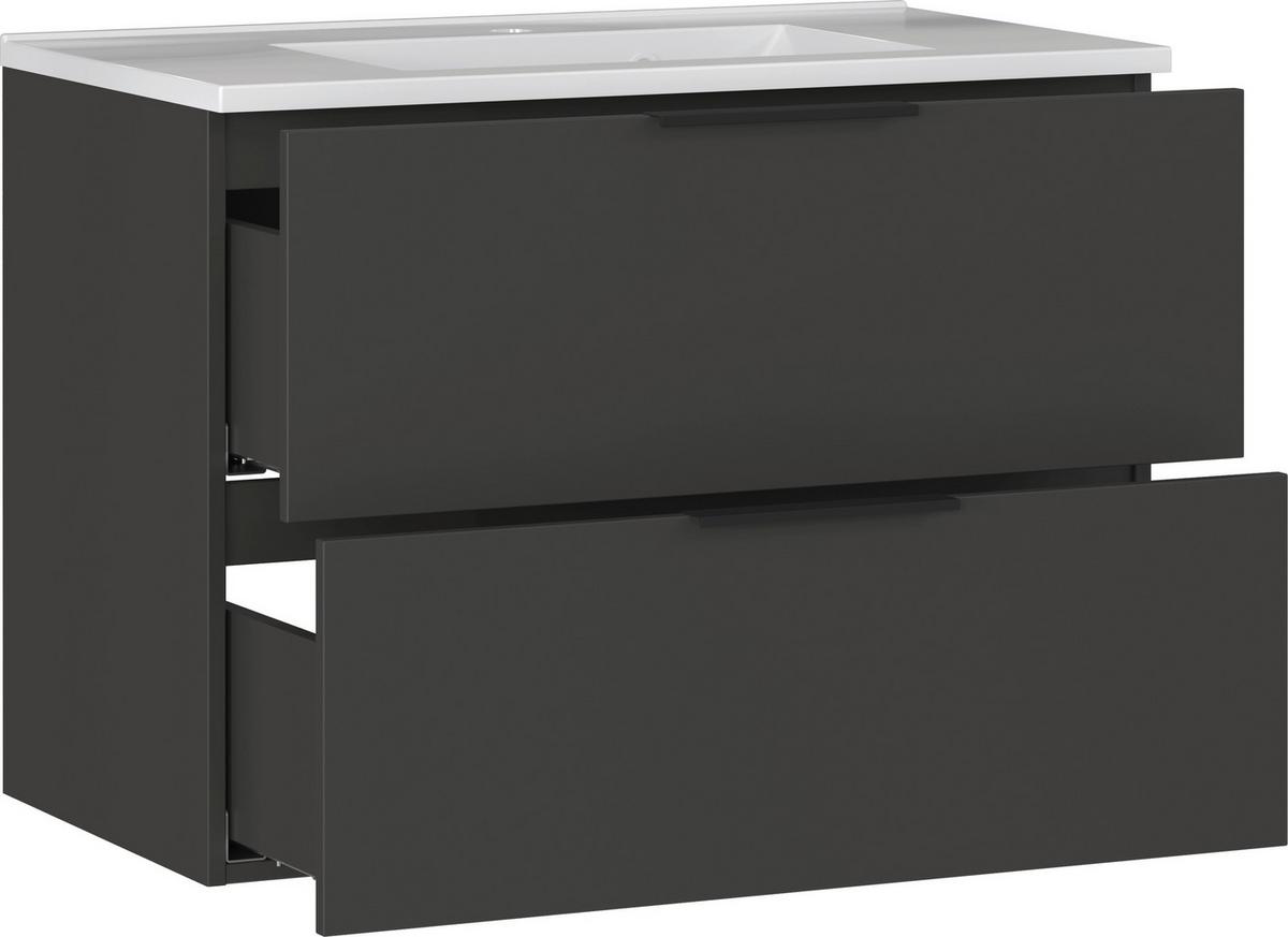 Waschtischkombi Gw-Crandon Graphitfarben Weiß - Graphitfarben/Weiß, MODERN, Keramik/Holzwerkstoff (81cm) - Germania