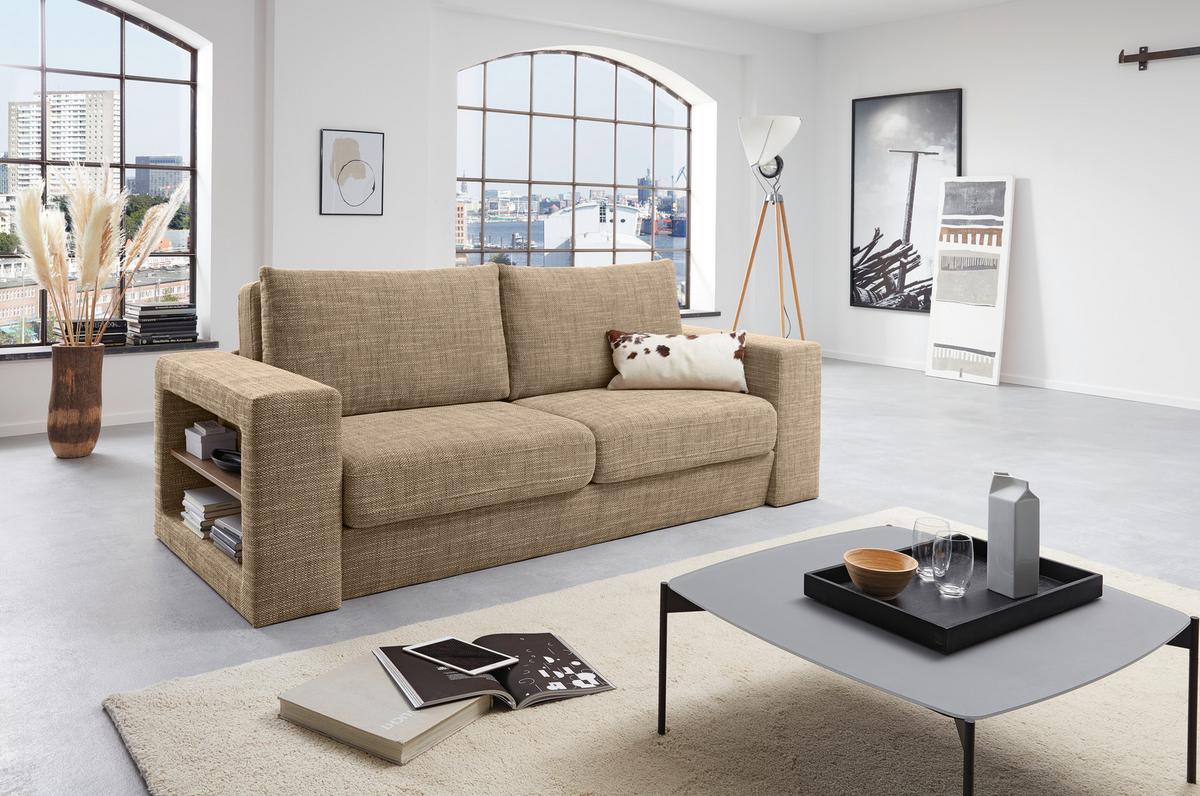 Viersitzer-Sofa Looks V-2 - Eichefarben/Beige, Design, Textil (252/96/107cm) - LOOKS by W.Joop