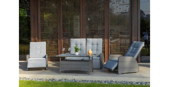 Loungegarnitur 4-Tlg Santander Metall/Polly-Rattan mit Kissen - Grau, MODERN, Kunststoff/Textil (120/60/60cm) - Beldano