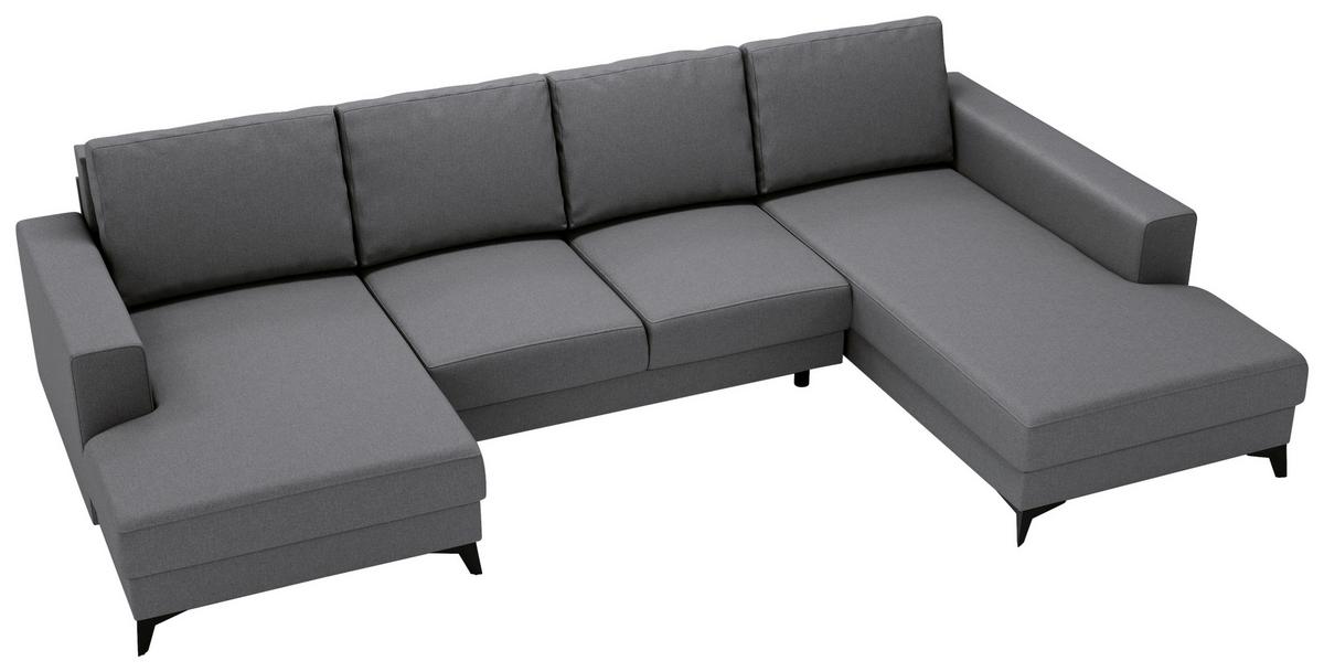 Harvey U Grau U: 156x339x190 Cm - Schwarz/Grau, Design, Textil (156/339/190cm) - Livetastic