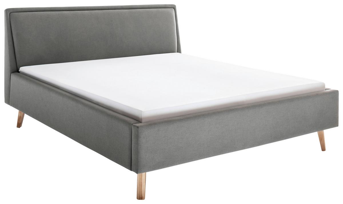 Polsterbett Frieda 160x200cm Hellgrau - Eichefarben/Hellgrau, KONVENTIONELL, Textil (160/200cm) - Livetastic