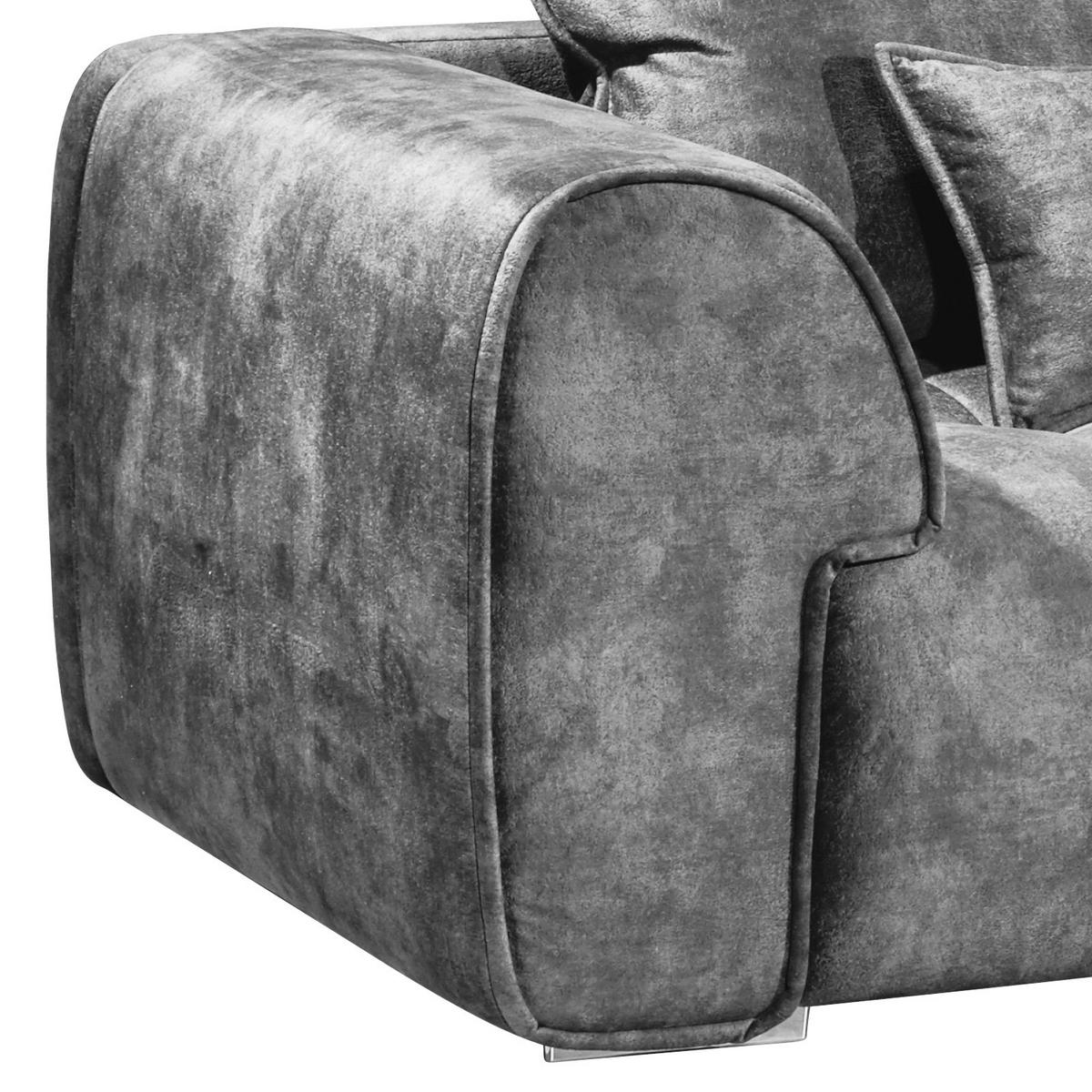 Big Sofa London Mit Rückenkissen B: 316 Cm Grau - Silberfarben/Grau, MODERN, Textil (316/90/112cm) - Livetastic