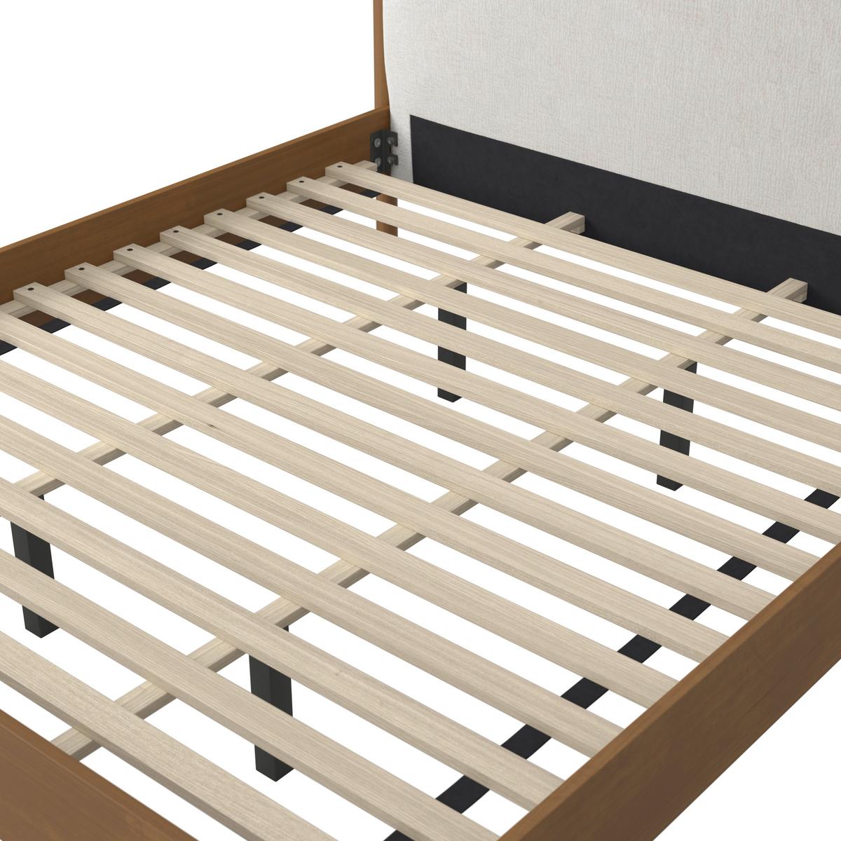 Čalouněná postel AMINA 180x200, světle hnědá - slonovinová/světle hnědá, Moderní, dřevo/kompozitní dřevo (180/200cm) - Bessagi Home