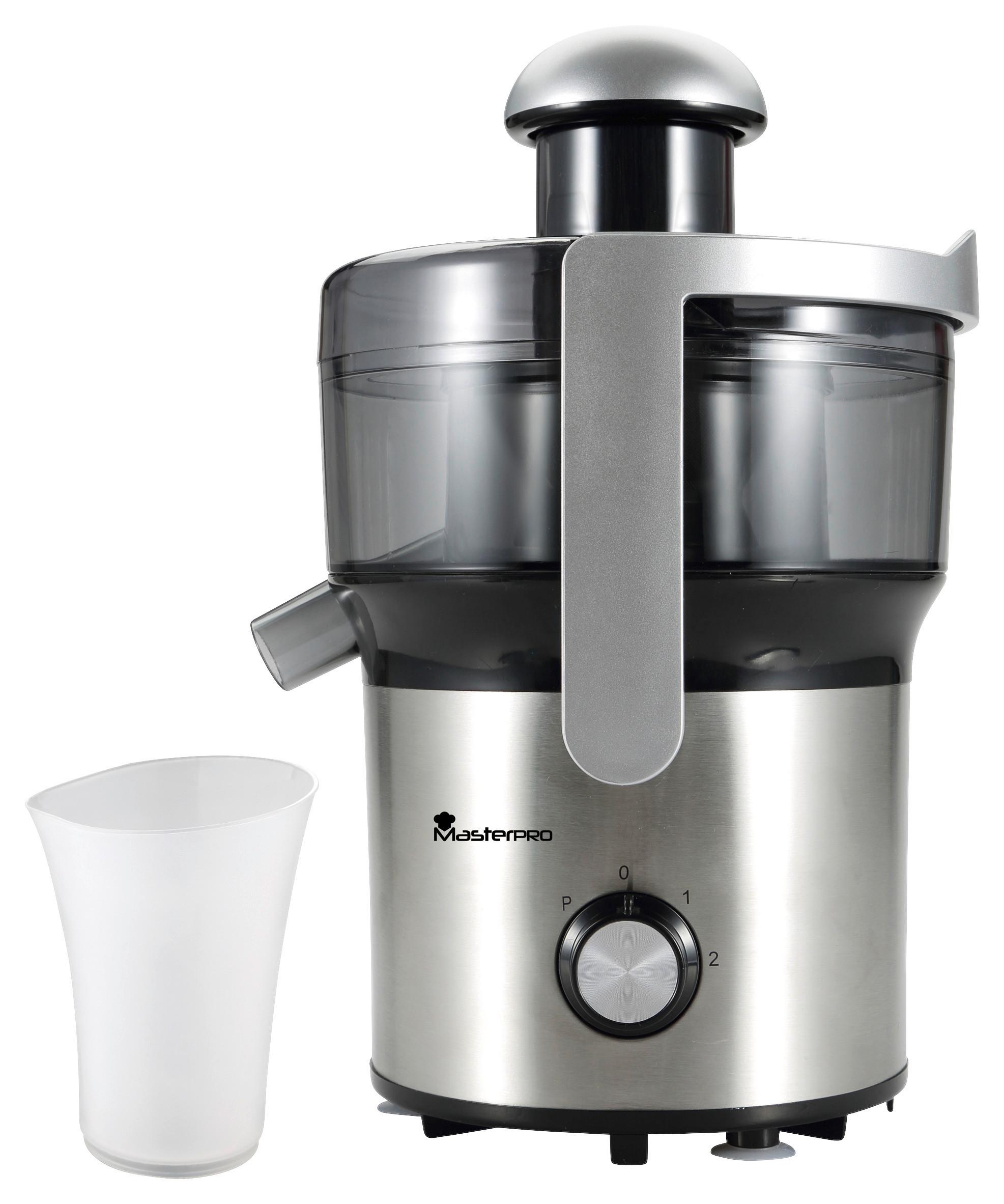 Entsafter Foodies Schwarz/silberfarben - Silberfarben/Schwarz, Basics, Kunststoff/Metall (22,4/22/34,2cm) - Masterpro