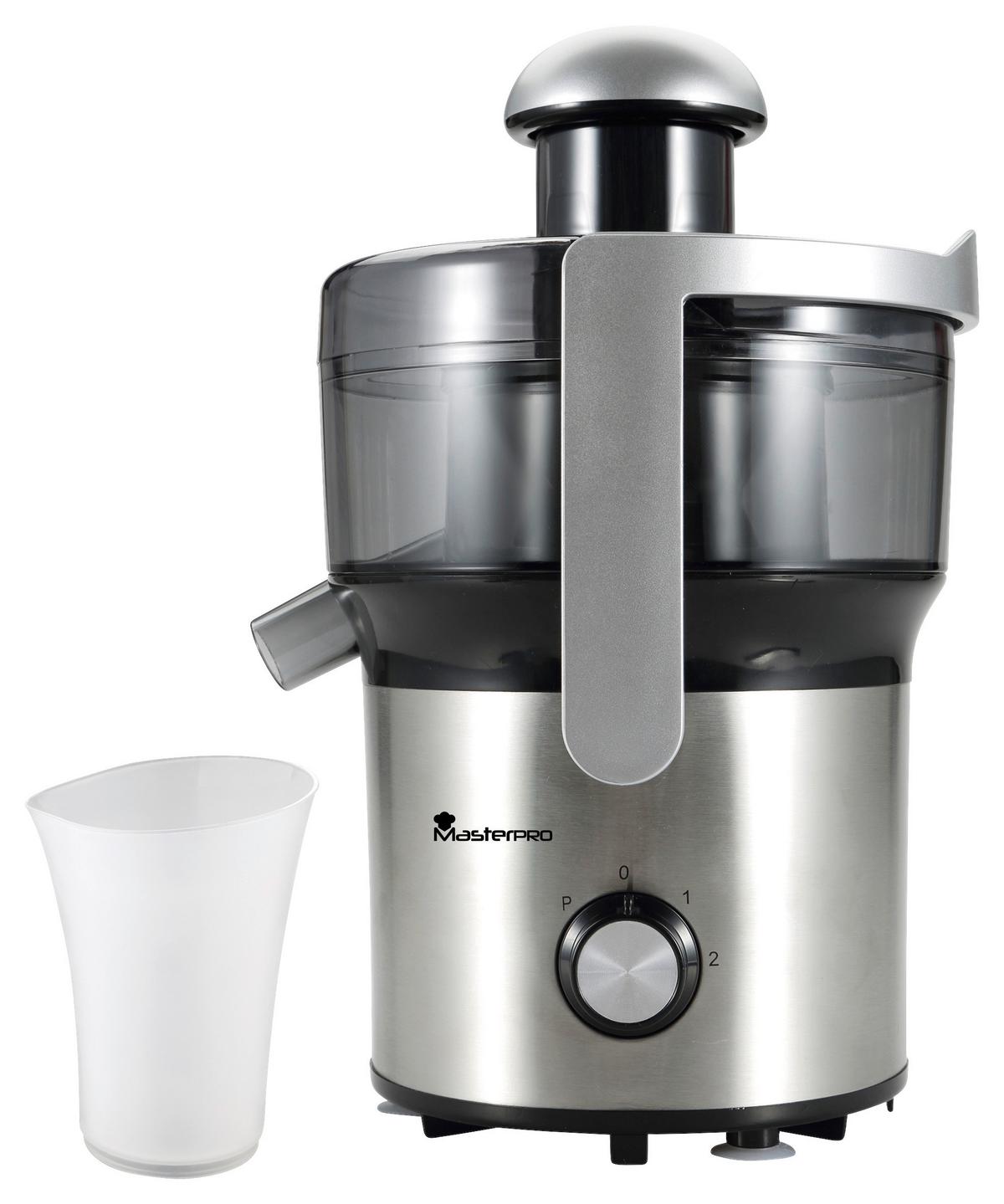 Entsafter Foodies Schwarz/silberfarben - Silberfarben/Schwarz, Basics, Kunststoff/Metall (22,4/22/34,2cm) - Masterpro