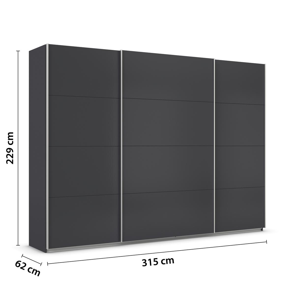 Tolóajtós Szekrény Feldkirch 315/229 Cm - antracit, Modern, faalapú anyag (315/229/62cm)