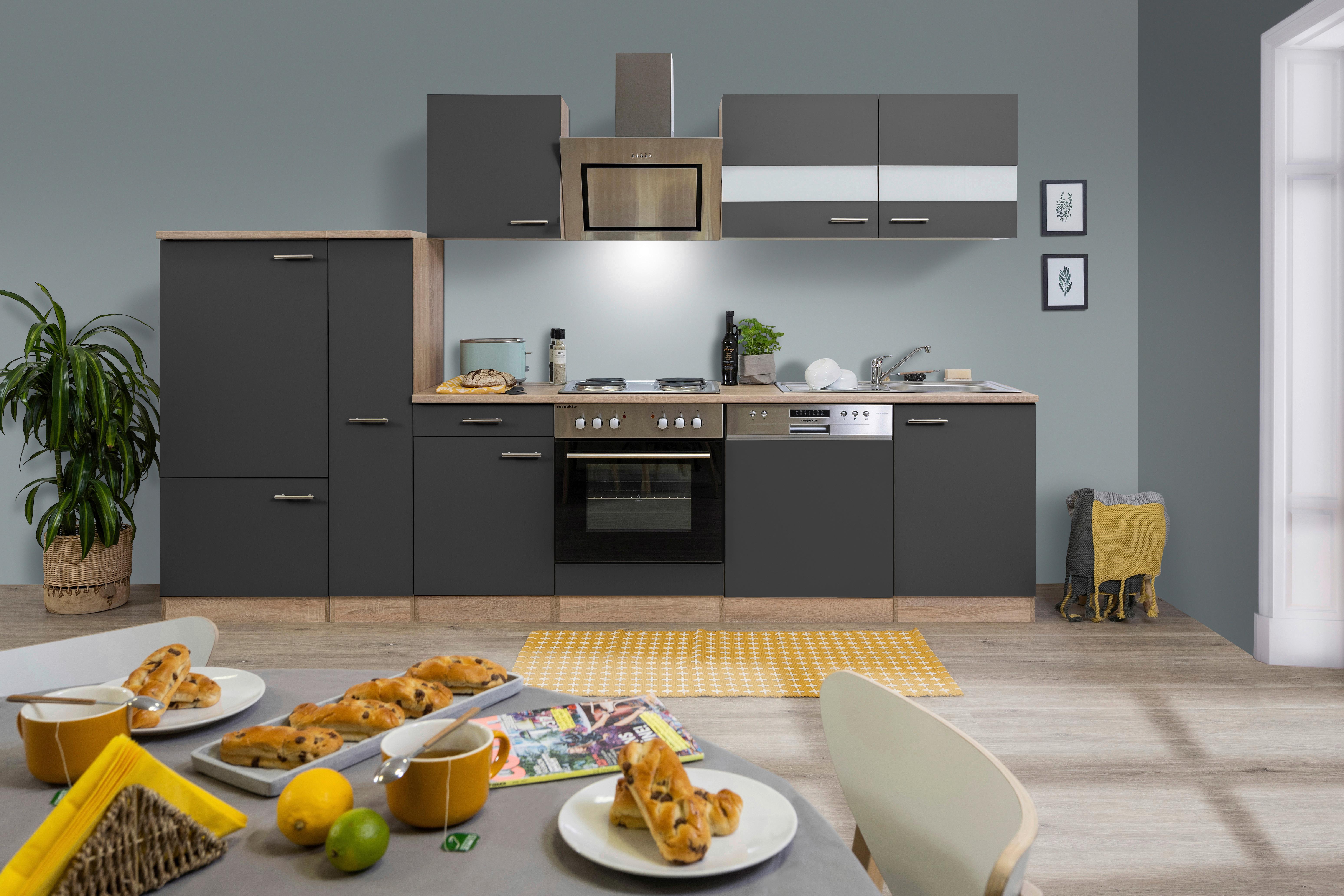 Küchenblock Merle Küchenblock 310 Cm - Eichefarben/Grau, Basics, Holzwerkstoff (310cm) - Respekta