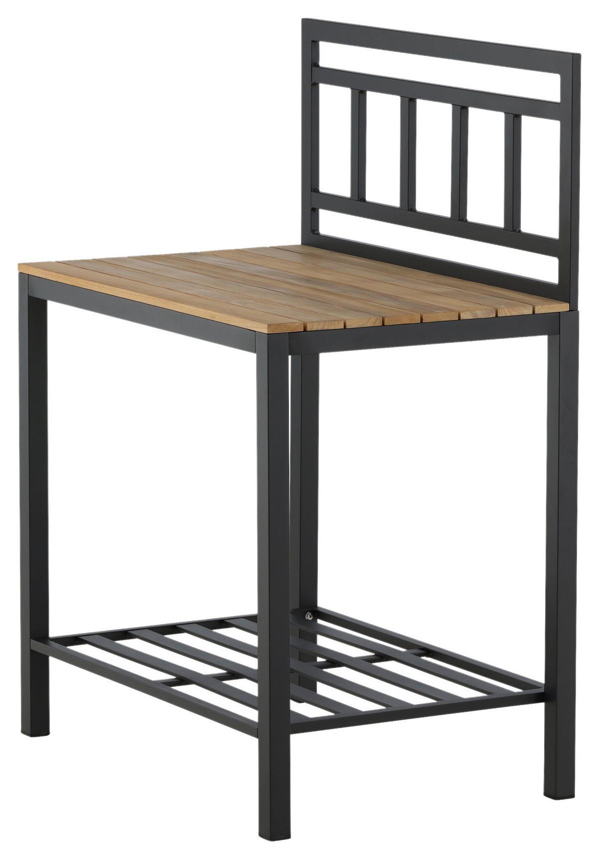 Outdoorküche Mexico - Schwarz/Teakfarben, KONVENTIONELL, Holz/Metall (90/127/60cm) - Gardenson