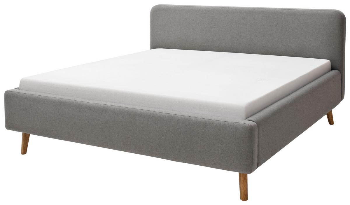 Polsterbett 140x200 Mattis Hellgrau - Eichefarben/Hellgrau, Design, Textil (140/200cm) - Livetastic