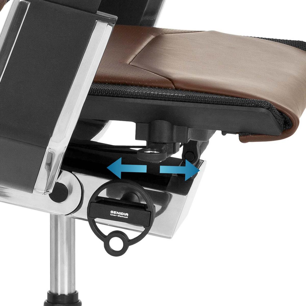 Drehstuhl Genidia Pro Braun/Schwarz - Alufarben/Schwarz, MODERN, Leder/Kunststoff (57/119/46cm) - MID.YOU