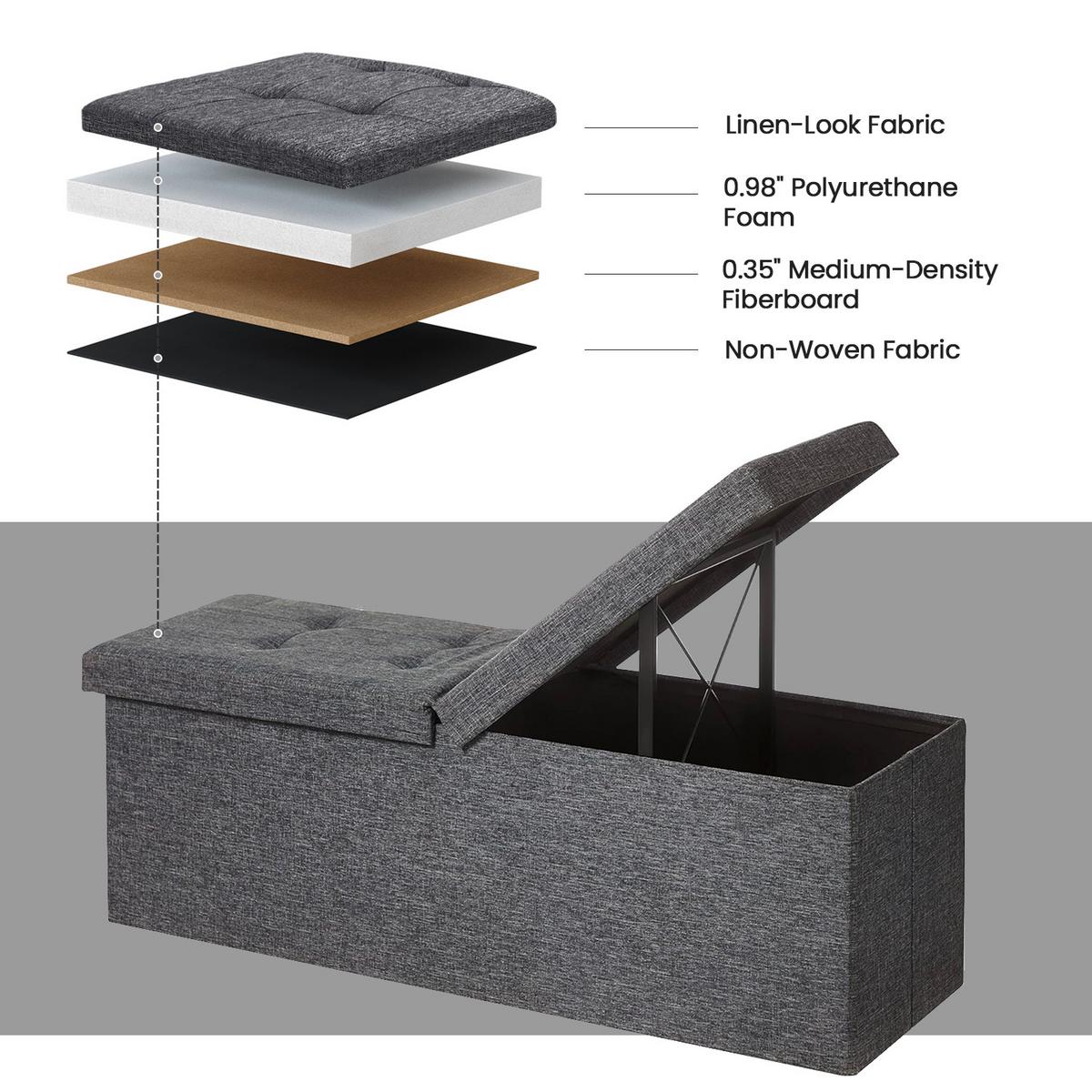 Sitzbox Grau B: 110 Cm - Grau, Basics, Holzwerkstoff/Textil (110/38/38cm)