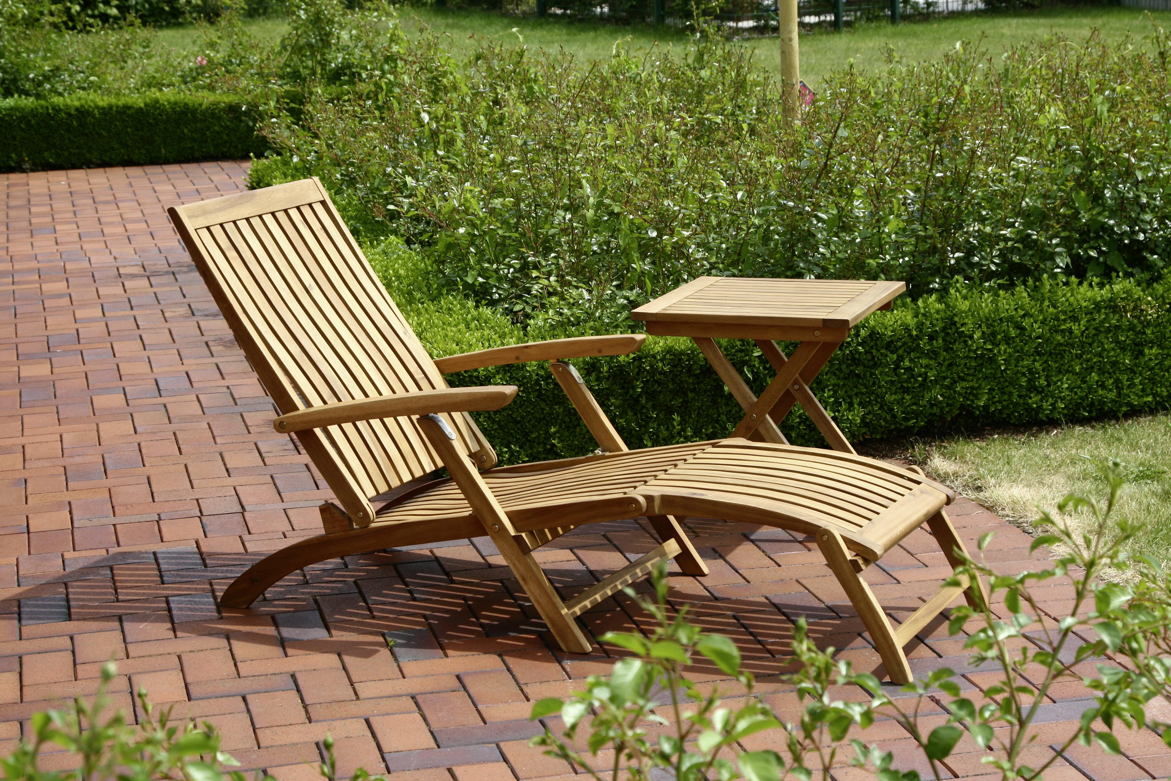 Bäderliege Paleros Echtholz Akazie verstellbar - Akaziefarben, KONVENTIONELL, Holz (60/90/147cm) - Siena Garden