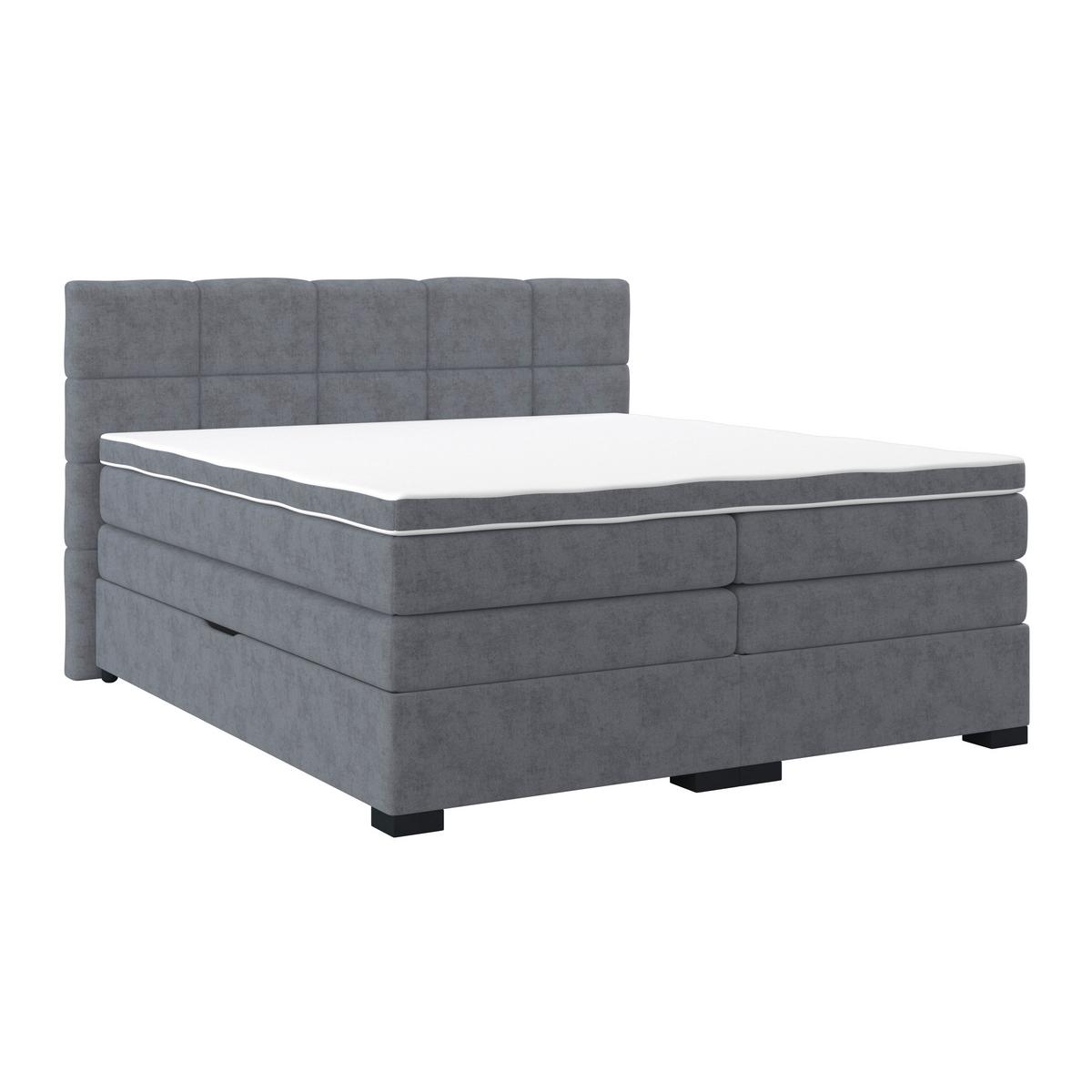 Boxspringbett mit Topper 160x200 April - Dunkelgrau/Schwarz, MODERN, Textil (160/200cm)