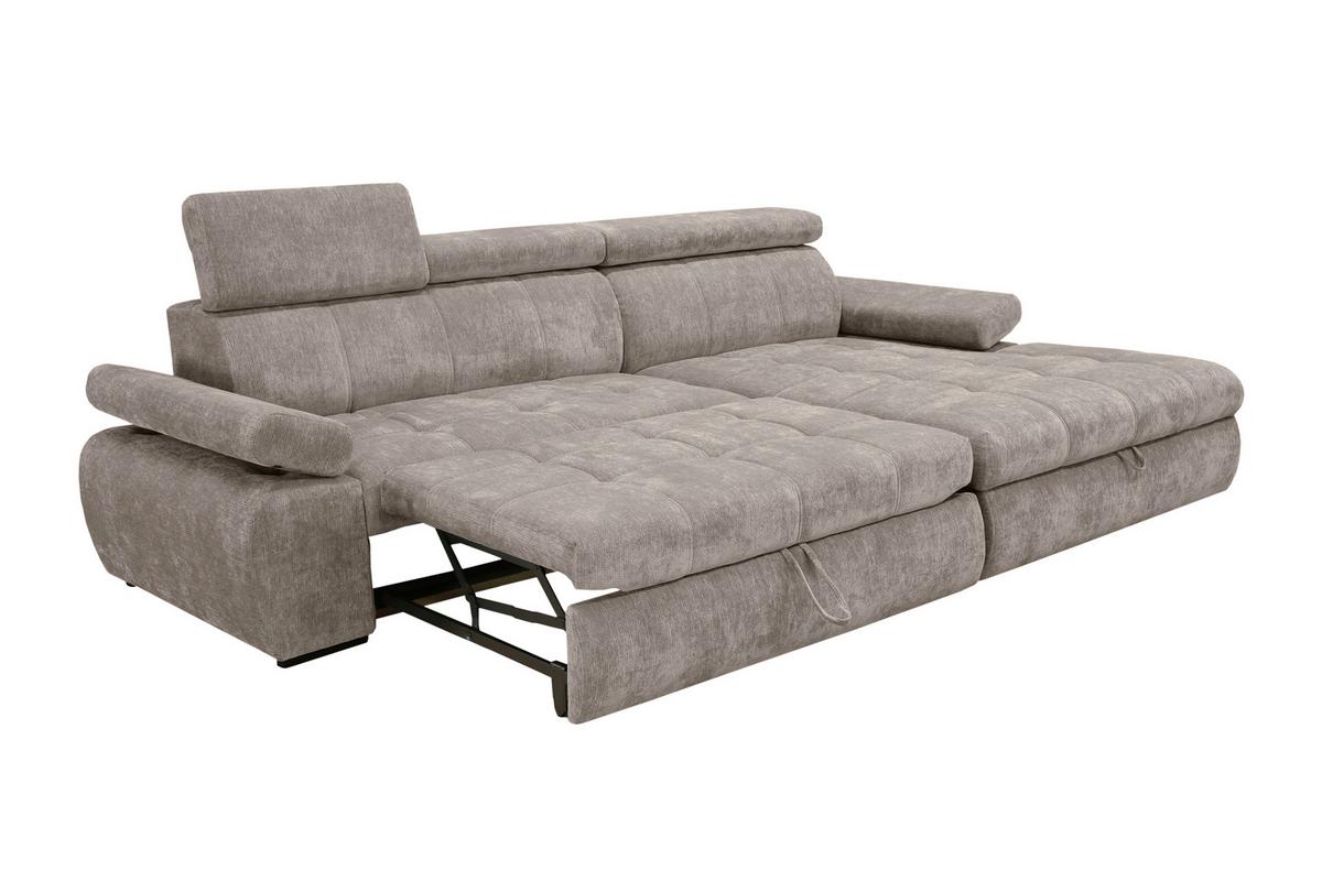 Rohová sedačka VEGAS, pravá, šedohnědá žinylka - černá/šedohnědá, Design, dřevo/textil (294/173cm)