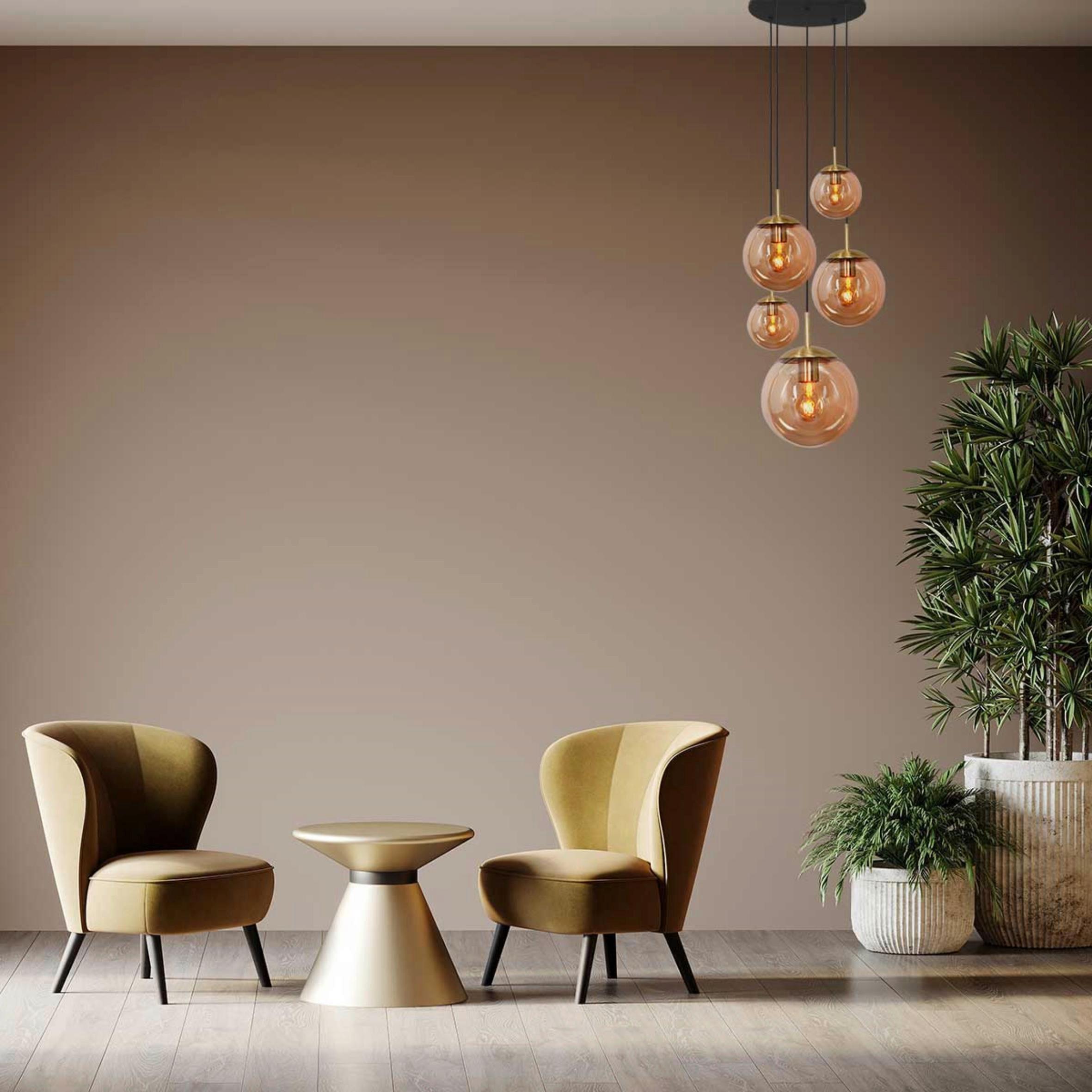 Deckenleuchte Bollique - Schwarz, Trend, Glas/Metall (60/115-373/60cm)