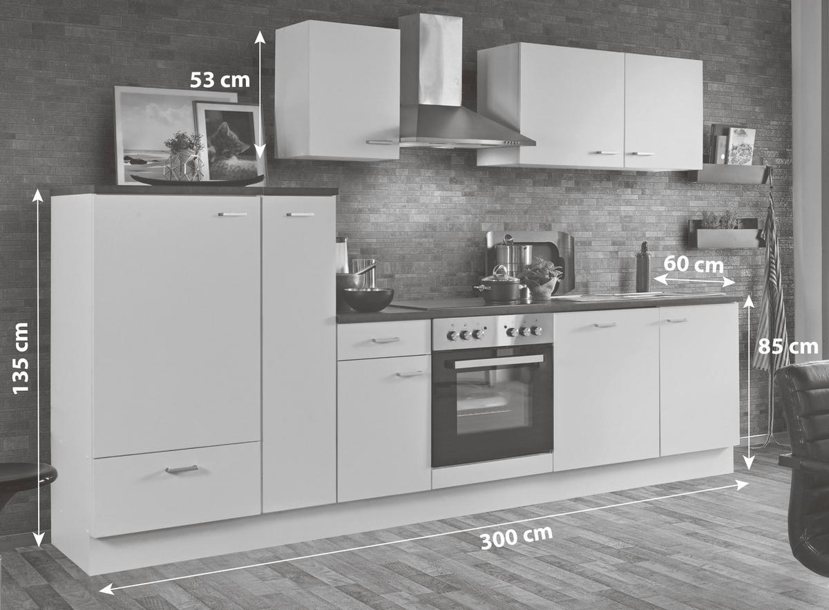 Küchenblock White-Classic - Graphitfarben/Weiß, KONVENTIONELL, Holzwerkstoff (300cm) - Menke