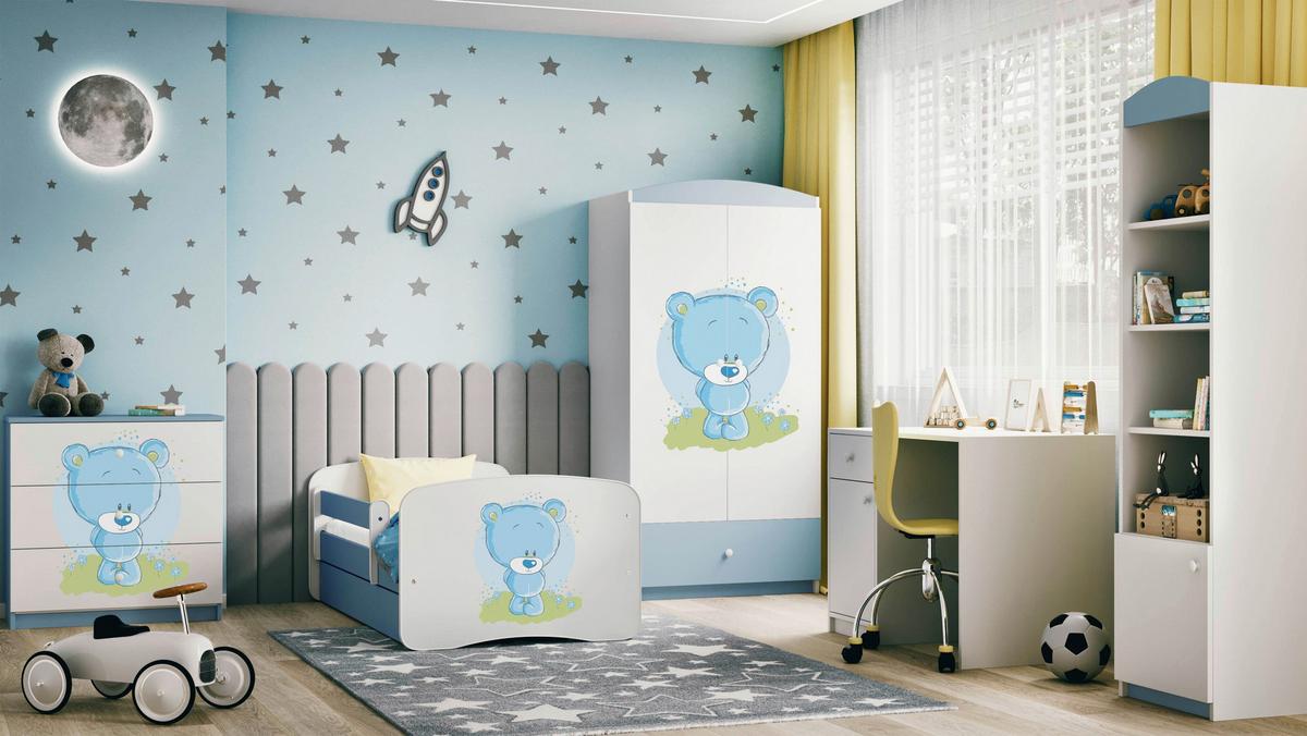 Kinder-/Juniorbett Babydreams Inkl. Matratze 80x160 - Blau/Birkefarben, MODERN, Holz/Holzwerkstoff (80/160cm) - MID.YOU