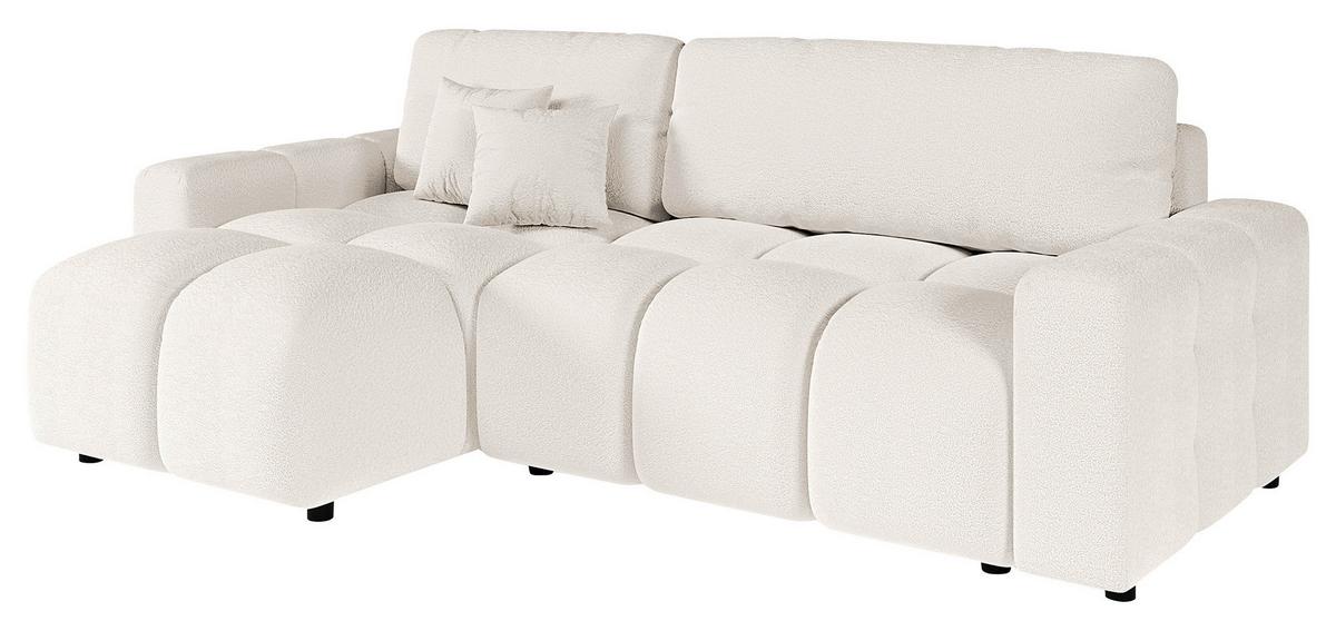 Ecksofa Luki Weiß S: 233x142 cm - Schwarz/Weiß, Design, Textil (233/142cm) - Livetastic