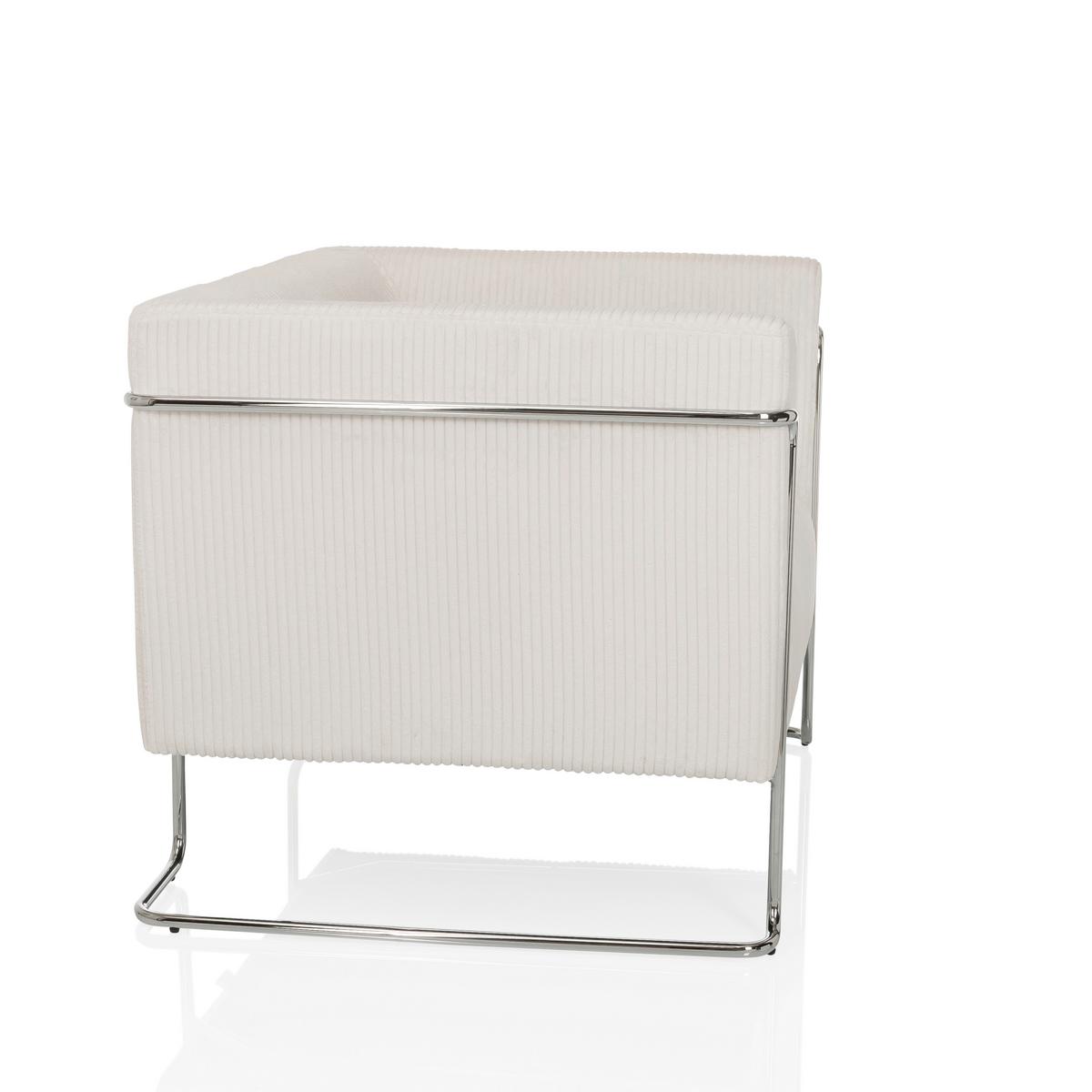 Loungesessel Weiß B: 88 Cm - Silberfarben/Weiß, MODERN, Textil/Metall (88/74/74cm) - MID.YOU