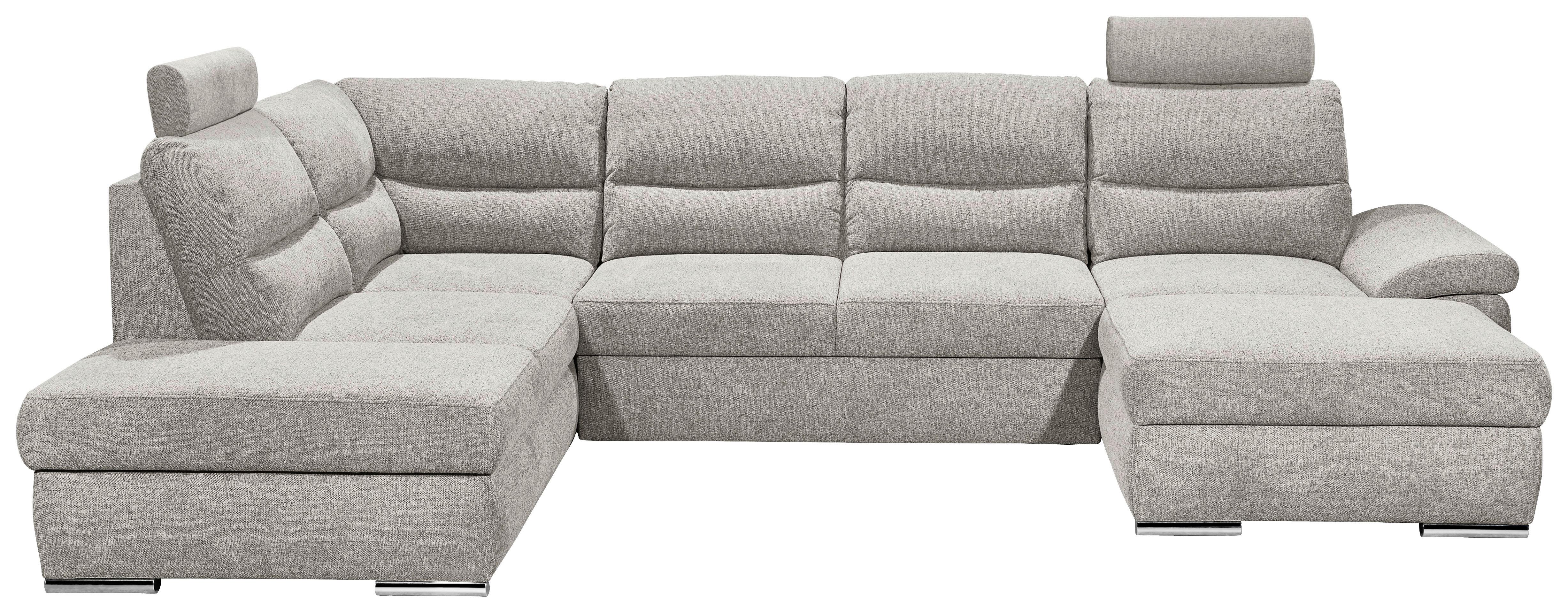 Rozkládací Sedačka Alma Stříbrná - barvy stříbra, Basics, kompozitní dřevo/textil (218/325/166cm) - MID.YOU