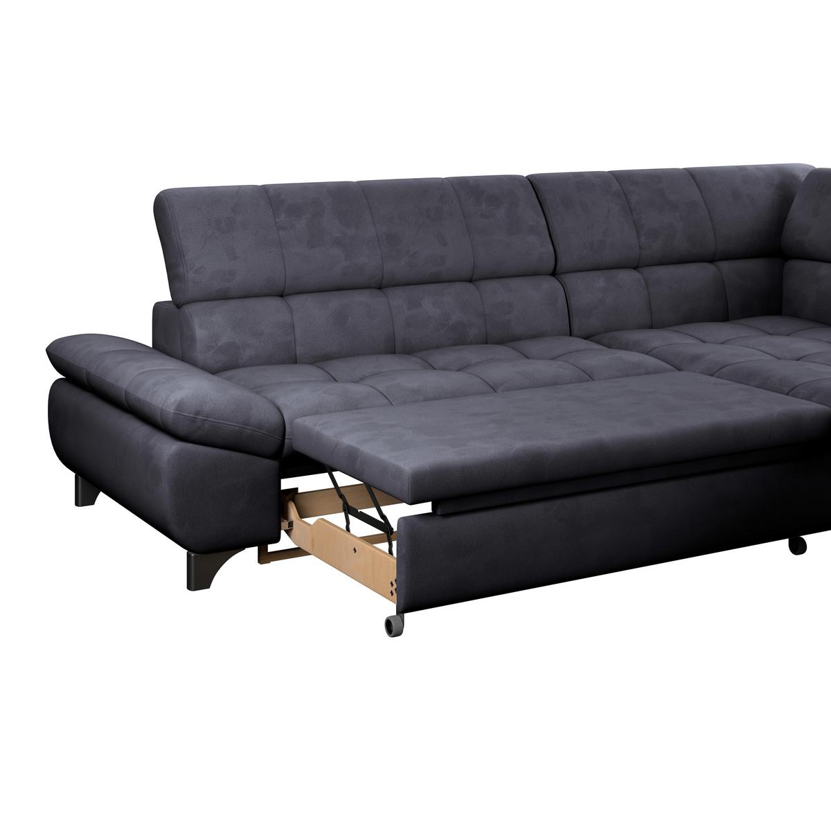 Ecksofa Gemini Dunkelblau, B: 312cm - Chromfarben/Dunkelblau, KONVENTIONELL, Textil (312/234cm)