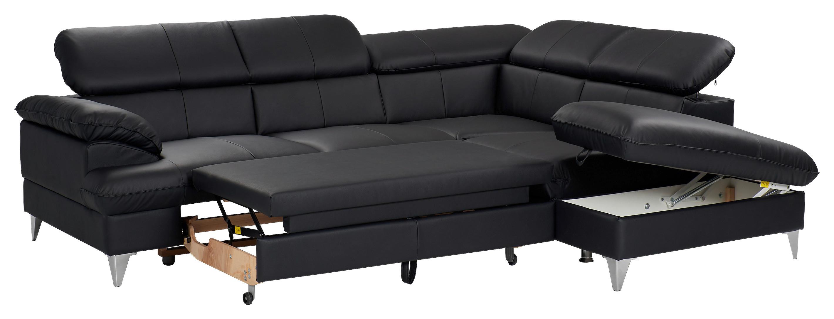 Sedacia súprava DAVID II - čierna, Modern, koža (256/71/208cm)