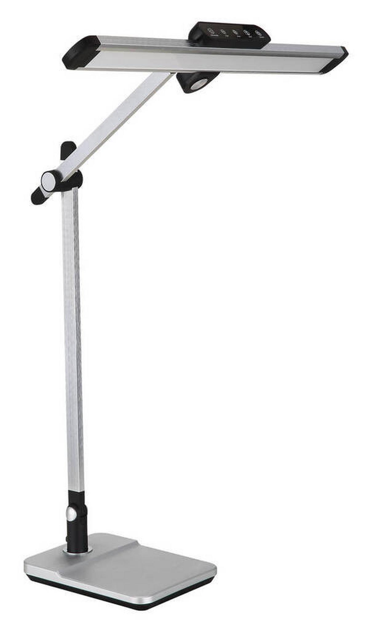 LED-Schreibtischleuchte 58453 - Silberfarben/Schwarz, Design, Kunststoff/Metall (36,8/50/61,2cm) - Globo