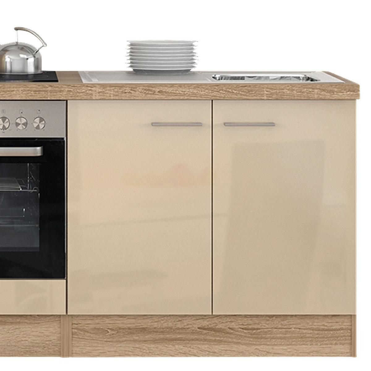 Küchenzeile Nepal M. Geräten 270 Cm Kaschmir/eiche Dekor - Kaschmir/Sonoma Eiche, MODERN, Holzwerkstoff (270cm) - FlexWell