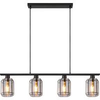 Hängeleuchte Grau/Klar/Schwarz 230V, 60W, ca. 98x13,1x120 cm - Klar/Schwarz, Design, Glas/Kunststoff (98cm) - Globo