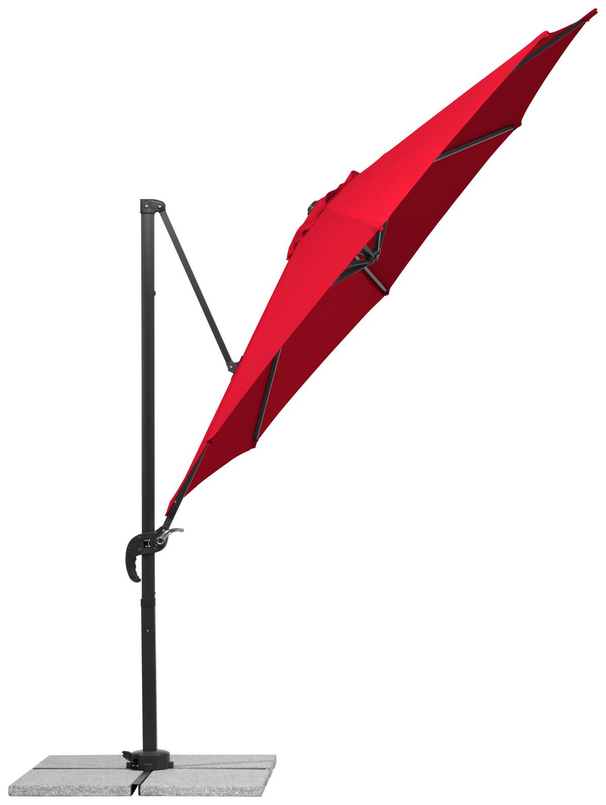 Ampelschirm Rhodos Junior BxHxT: 352x244x300 cm Rot - Anthrazit/Rot, Basics, Textil/Metall (352/244/300cm) - Schneider