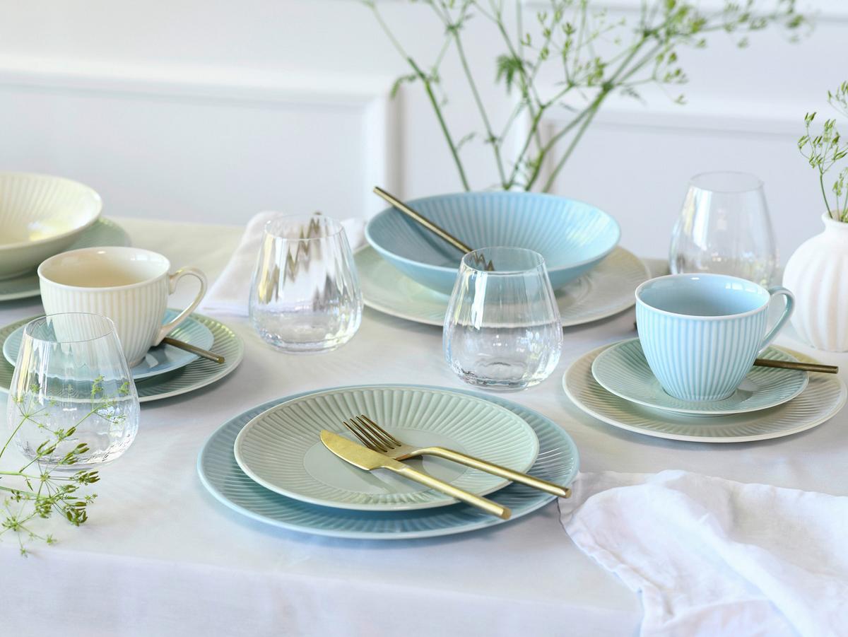 Kombiservice Valencia Creme Grün Blau - Pastellblau/Pastellgrün, Basics, Keramik - Creatable
