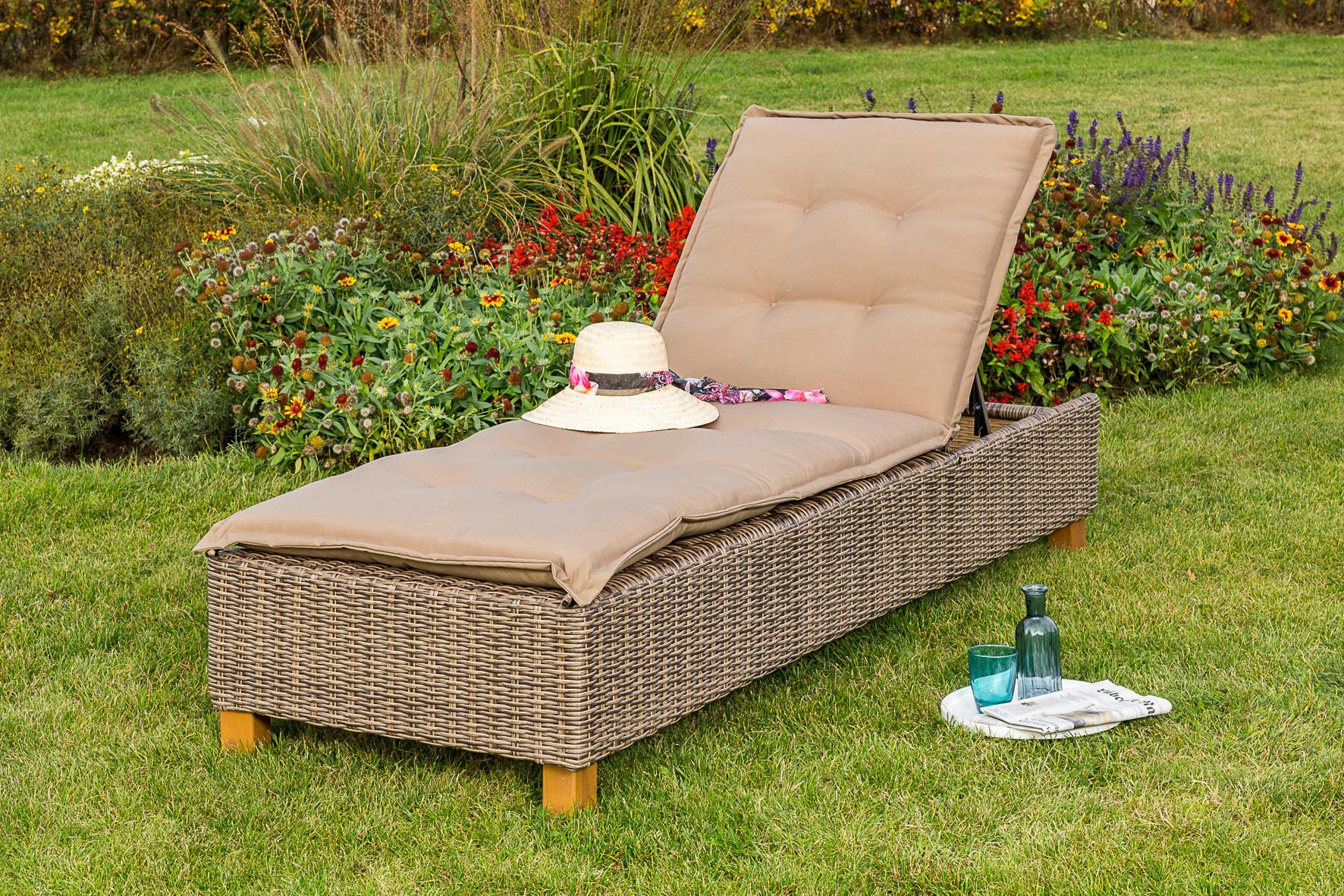 Sonnenliege Toskana Holz/ Kunststoff/Textil mit Auflage
