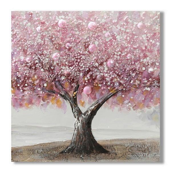 Obraz na plátne 80/80cm - hnedá/pink, Modern, drevo/textil (80/80/3cm) - Mömax