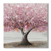 Obraz na plátne 80/80cm - hnedá/pink, Modern, drevo/textil (80/80/3cm) - Mömax