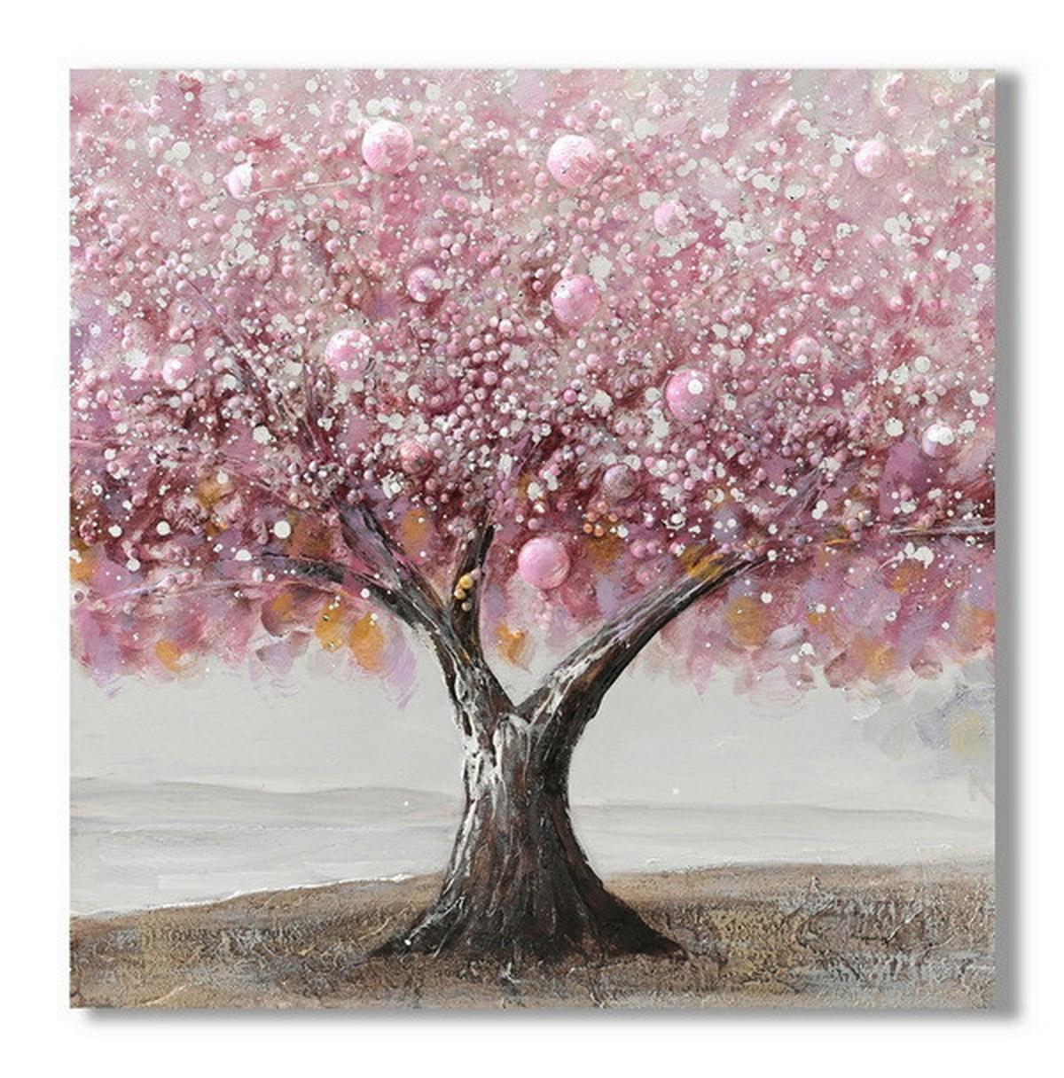 Obraz na plátne 80/80cm - hnedá/pink, Modern, drevo/textil (80/80/3cm) - Mömax