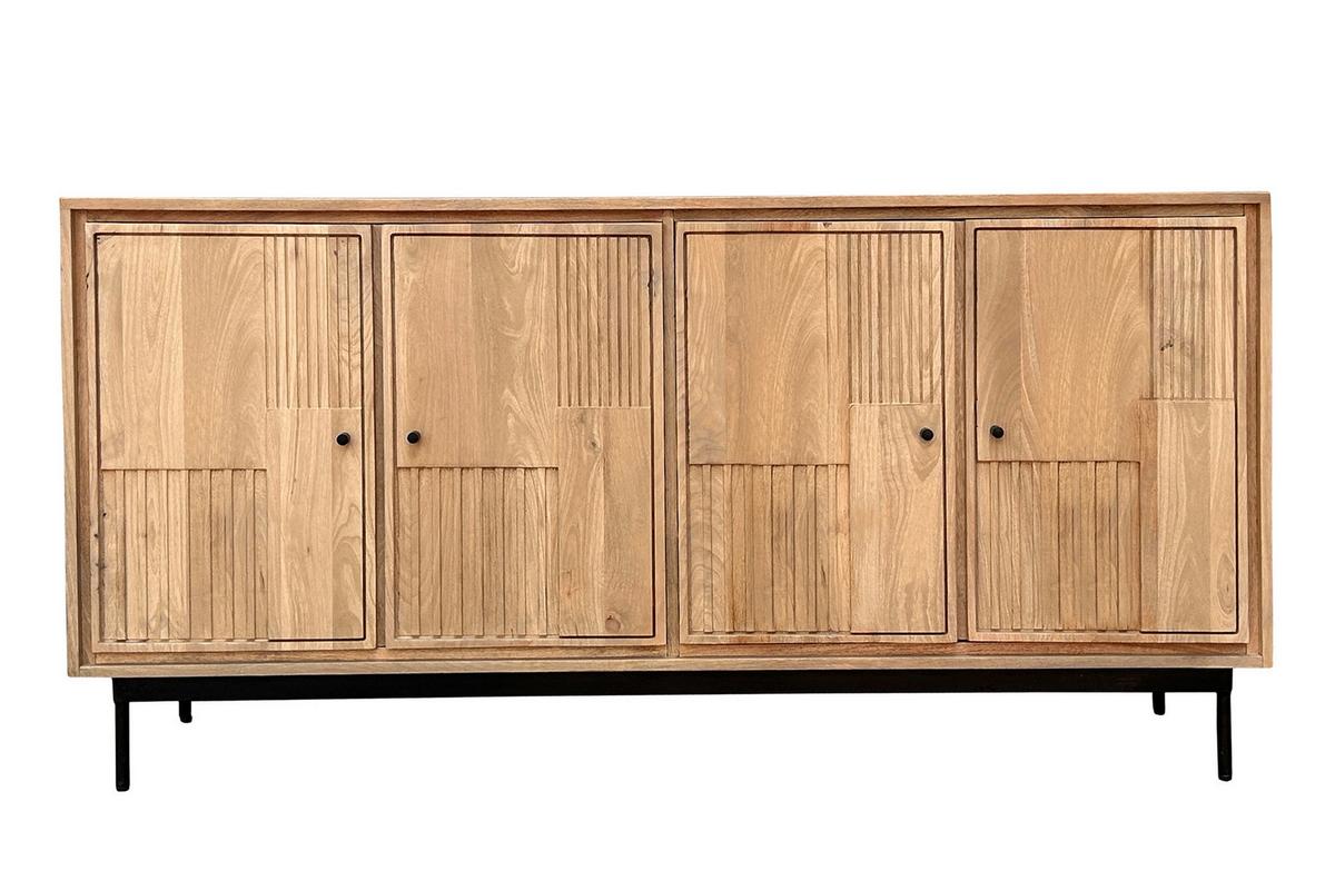 SIDEBOARD Schwarz/Naturfarben B: 160cm - Schwarz/Naturfarben, Design, Holz/Metall (160/80/40cm) - MID.YOU