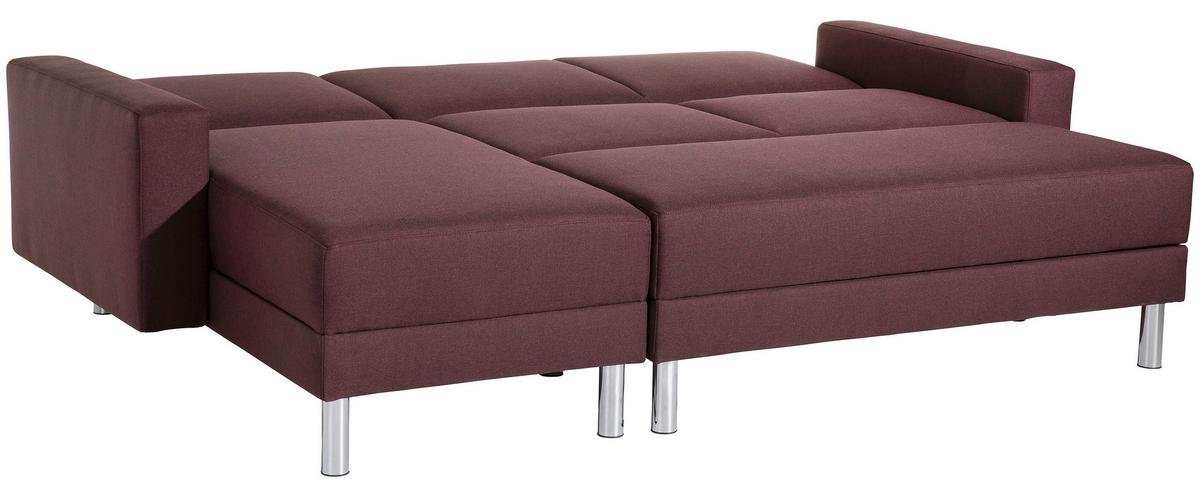 Ecksofa Mit Schlaffunktion Just Fashion, Dunkelrot - Chromfarben/Dunkelrot, KONVENTIONELL, Textil (152/230cm) - Max Winzer