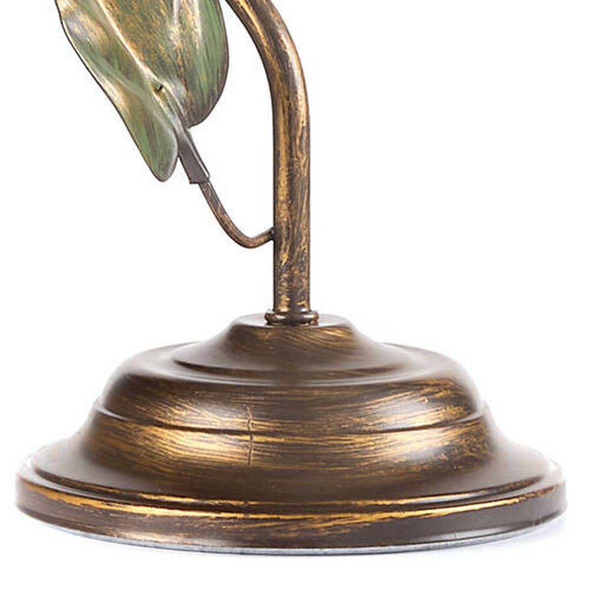 Tischleuchte 4620/L - Bronzefarben/Olivgrün, Natur, Glas/Metall (29/30/20cm)