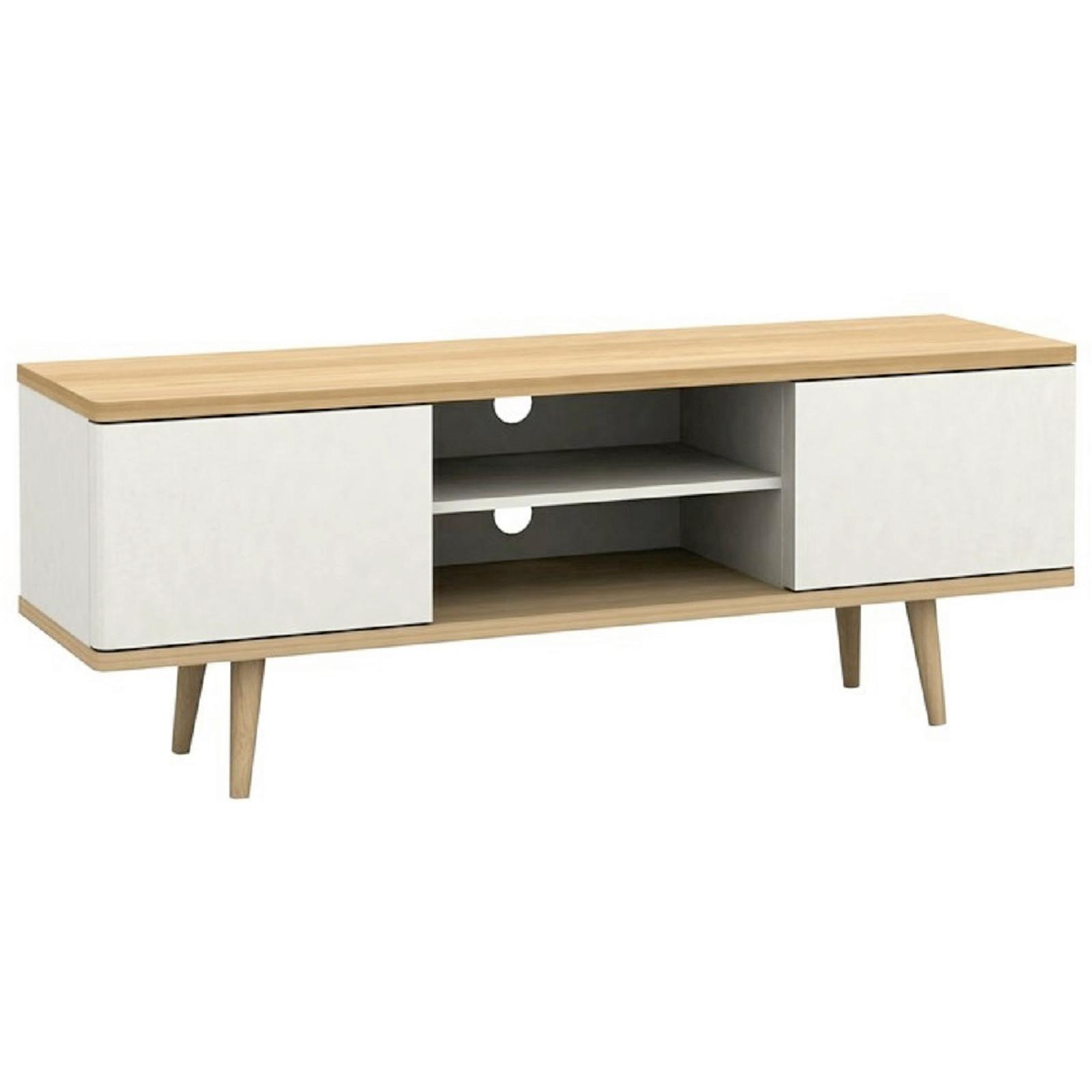Lowboard Alandra Creme Weiß Eichefarben