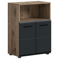 Midischrank Ice Schwarz/Eiche Dekor B: 60cm - Eiche dunkel/Schwarz, Basics, Holzwerkstoff (60/80/30cm) - MID.YOU