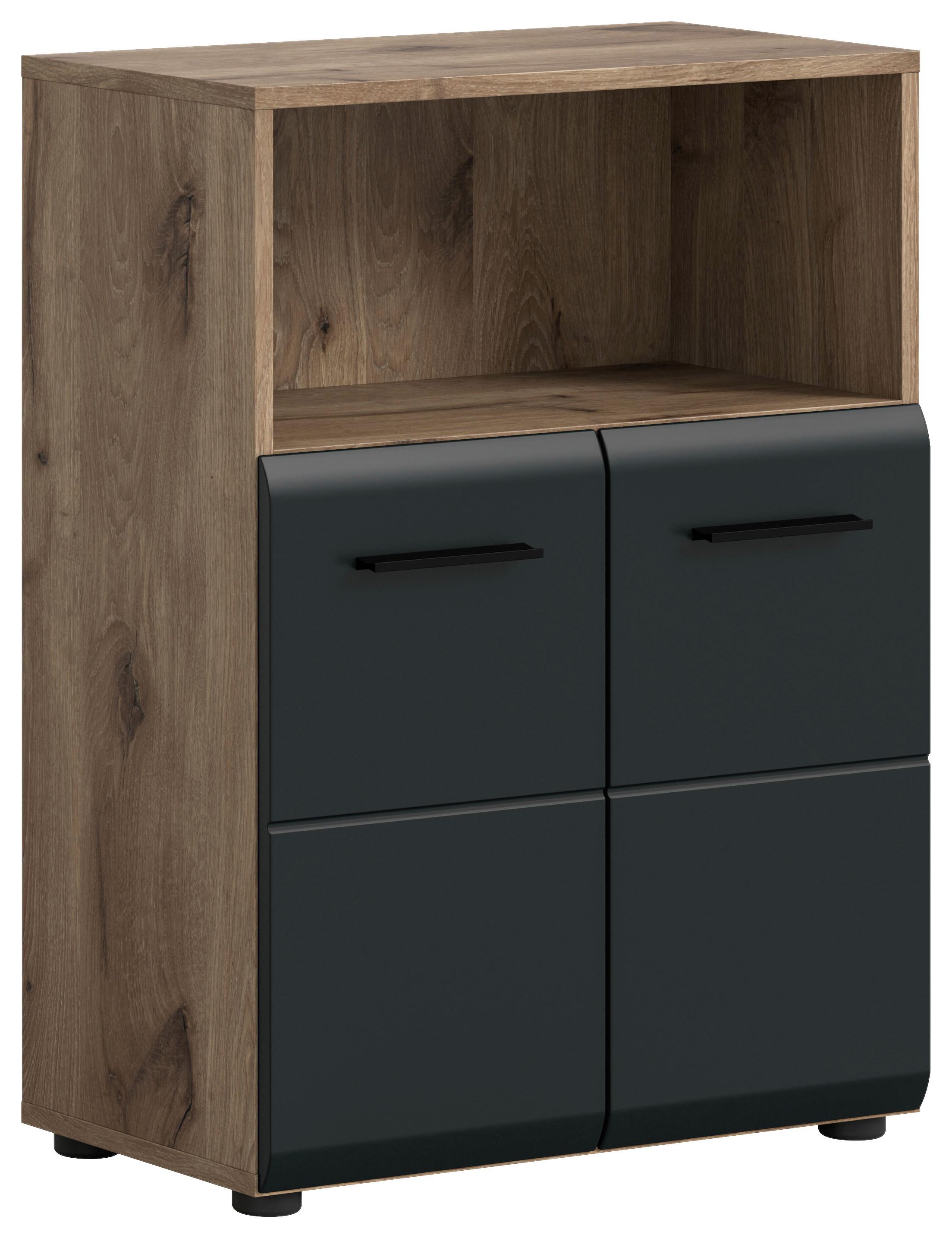 Midischrank Ice Schwarz/Eiche Dekor B: 60cm