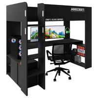 Hochbett Minecraft - Schwarz, MODERN, Holz/Holzwerkstoff (90/200cm) - Minecraft