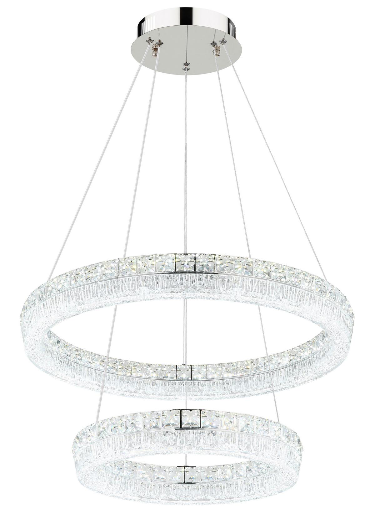 LED-Hängeleuchte 67387-60 Laurel - Klar/Chromfarben, Design, Glas/Kunststoff (60/120cm) - Globo