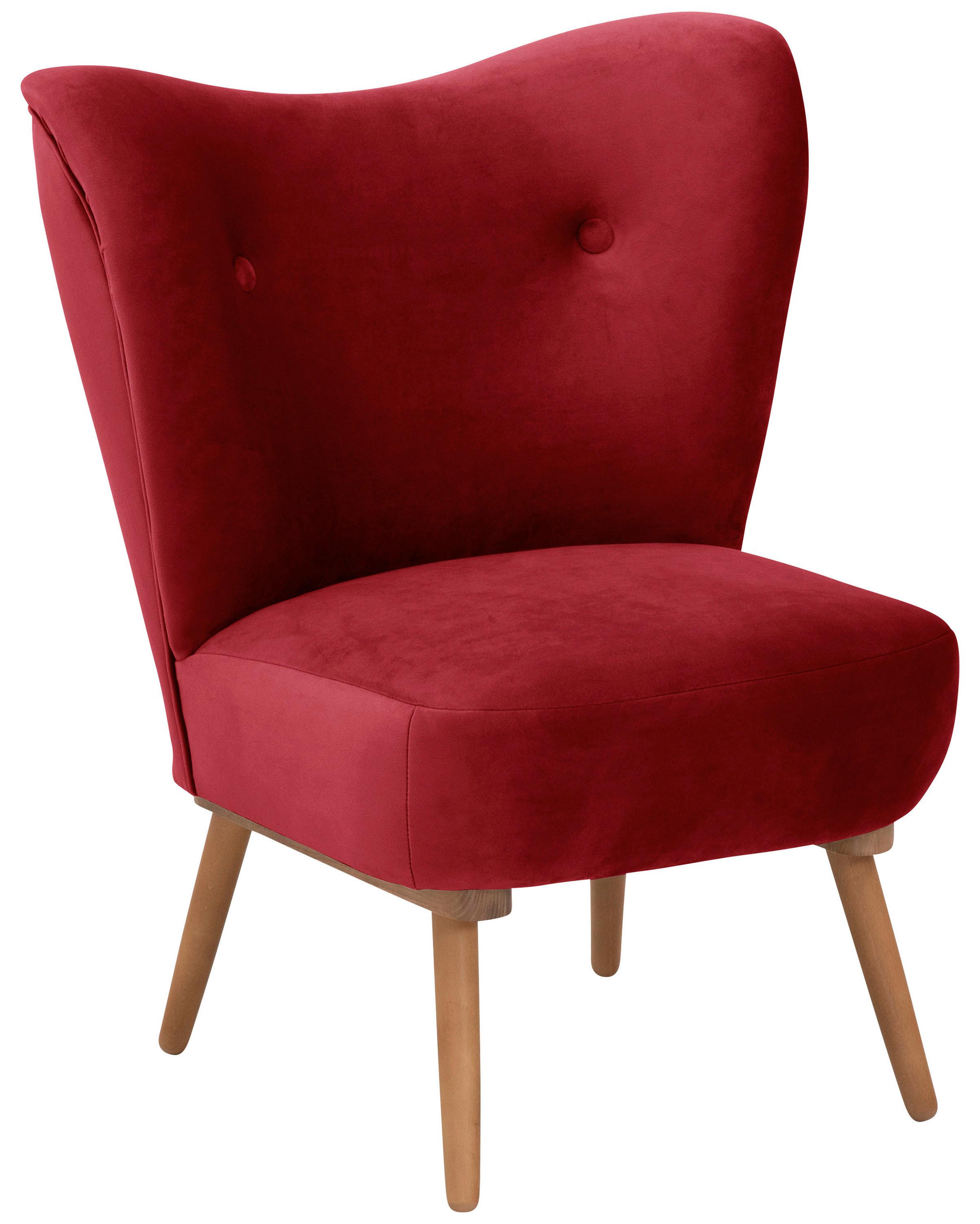 SESSEL JACK - Rot/Erlefarben, Design, Textil (74/72/90cm) - Max Winzer