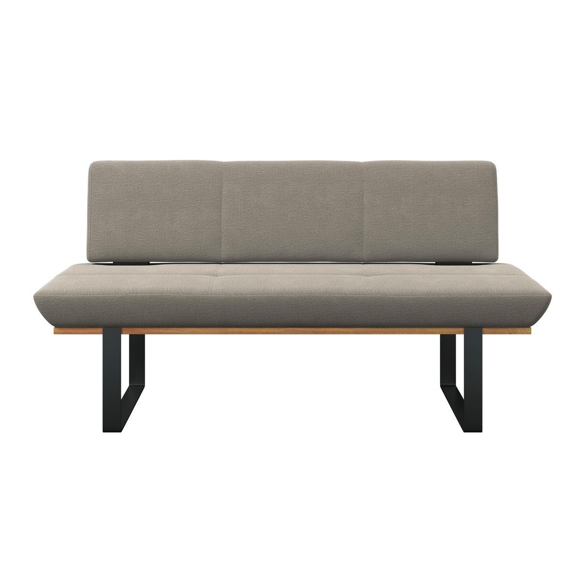 Sitzbank Tristan Webstoff beige, B:170cm - Beige/Schwarz, MODERN, Holz/Textil (170/48/90cm) - James Wood